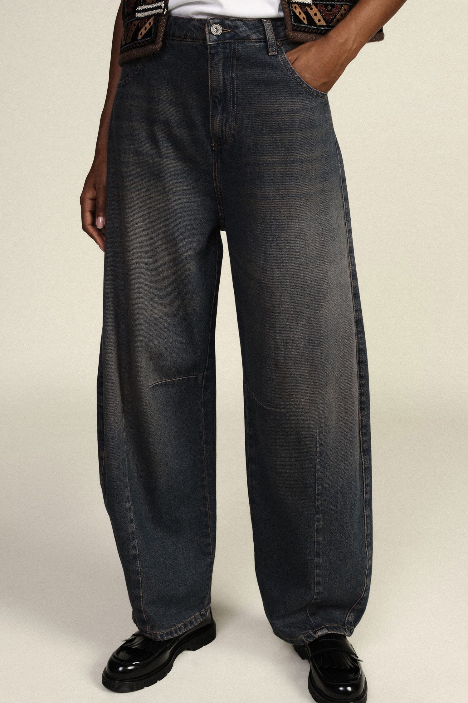 Jeans Balloon Fit Con Cuciture Frontali Dixie