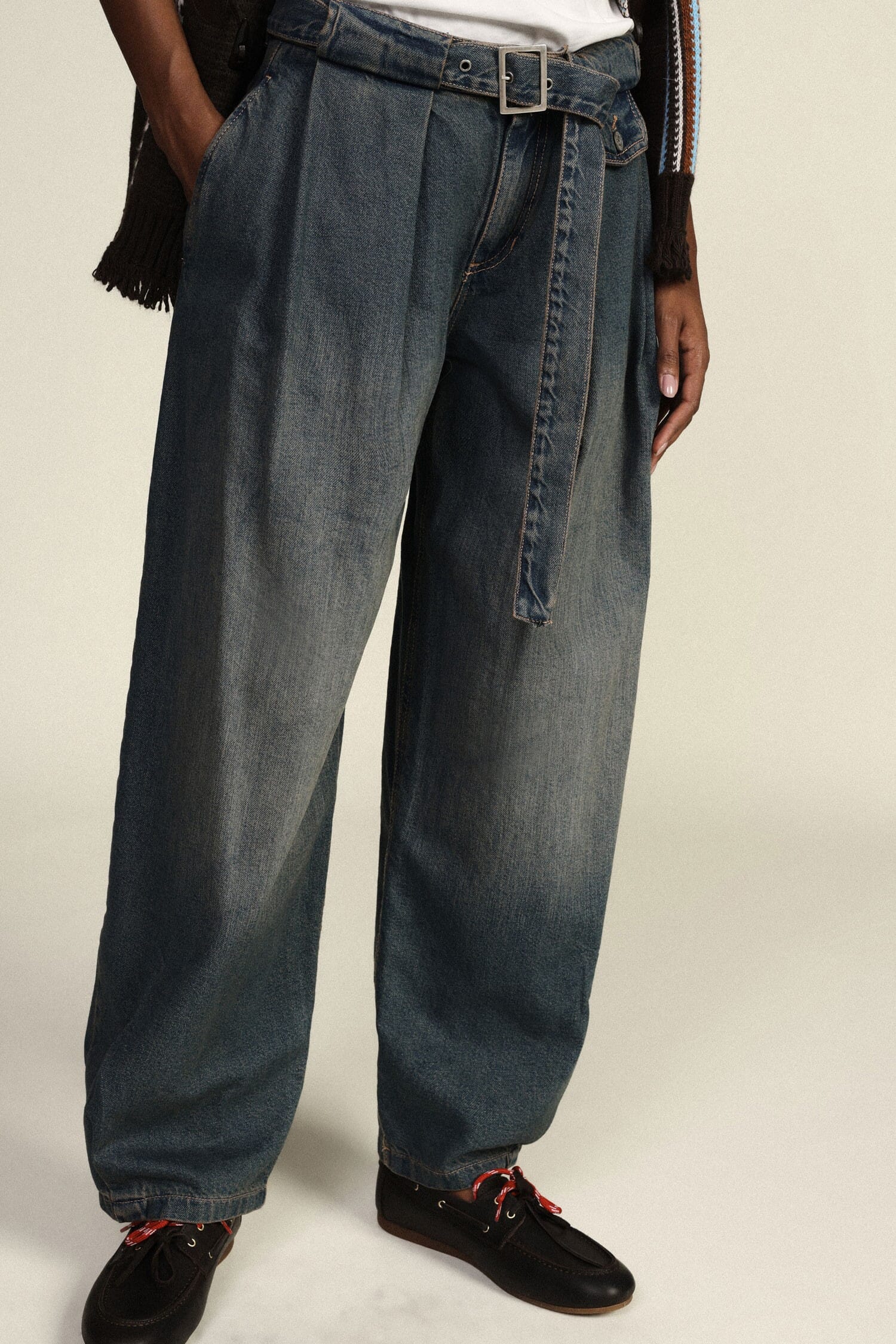 Jeans Paperbag Vita Alta Con Cintura Coordinata Dixie