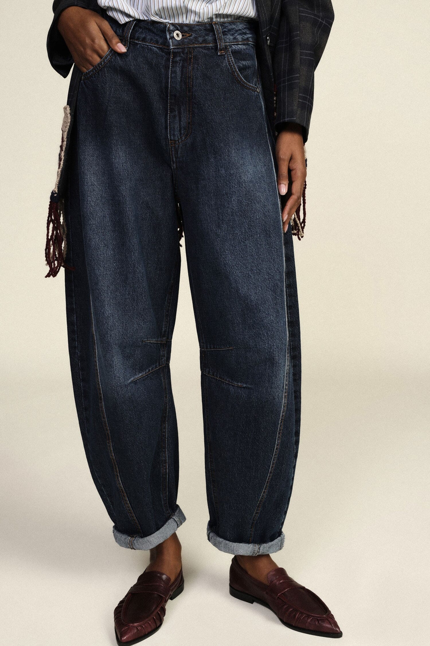 Dixie Balloon Jeans with Contoured Stitching
