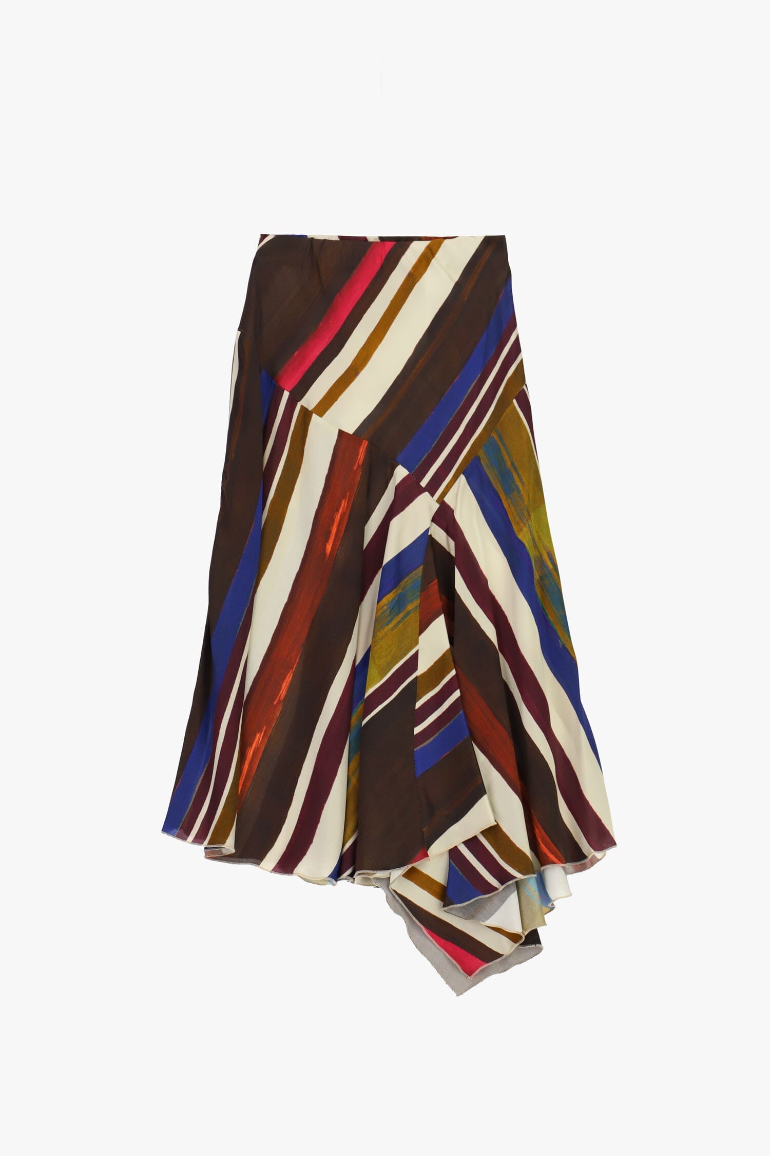 Gonna Midi Con Stampa A Righe Multicolore E Orlo Asimmetrico Dixie