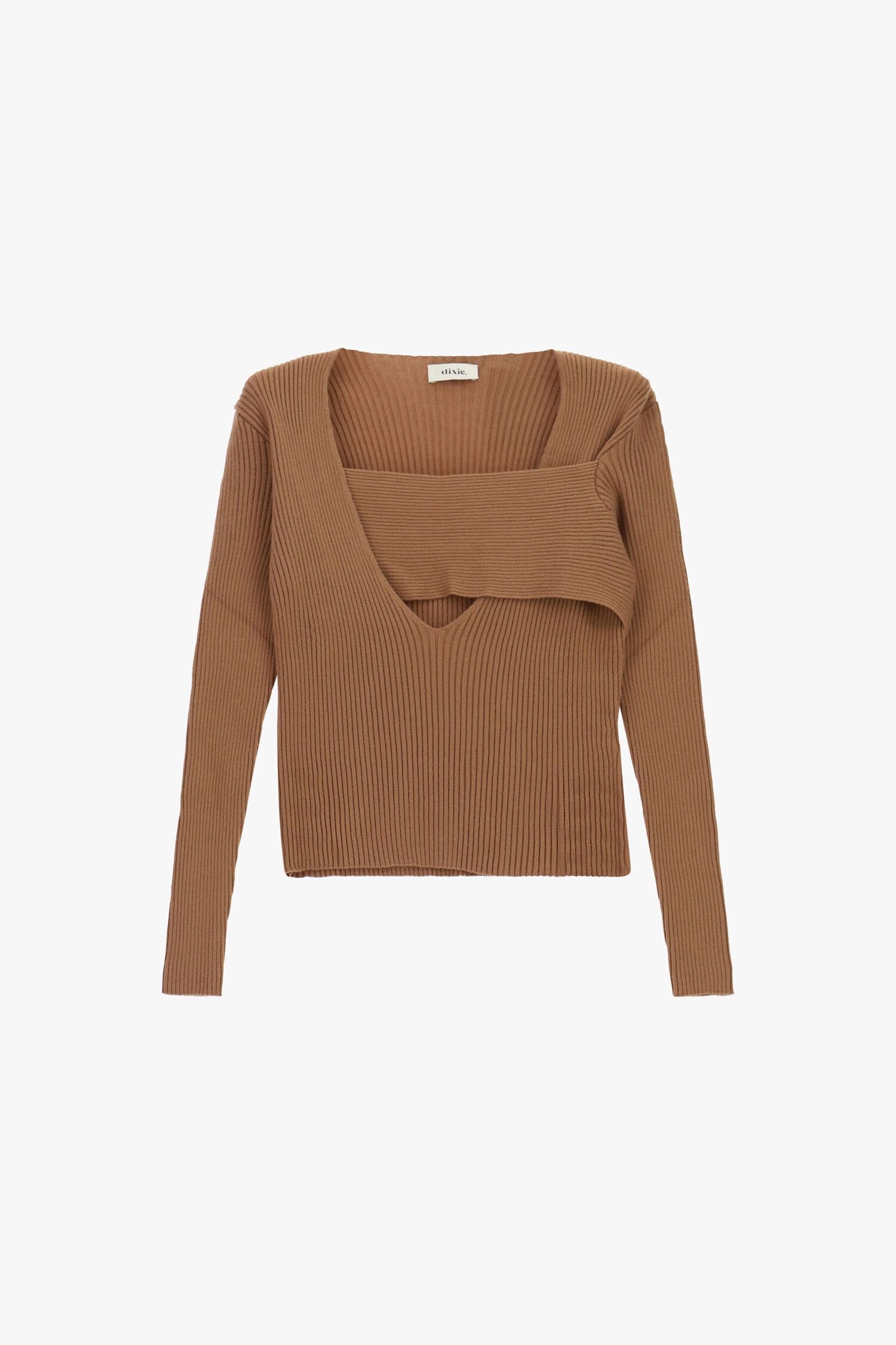 Maglione A Coste Con Scollo Asimmetrico E Dettaglio Sovrapposto Dixie