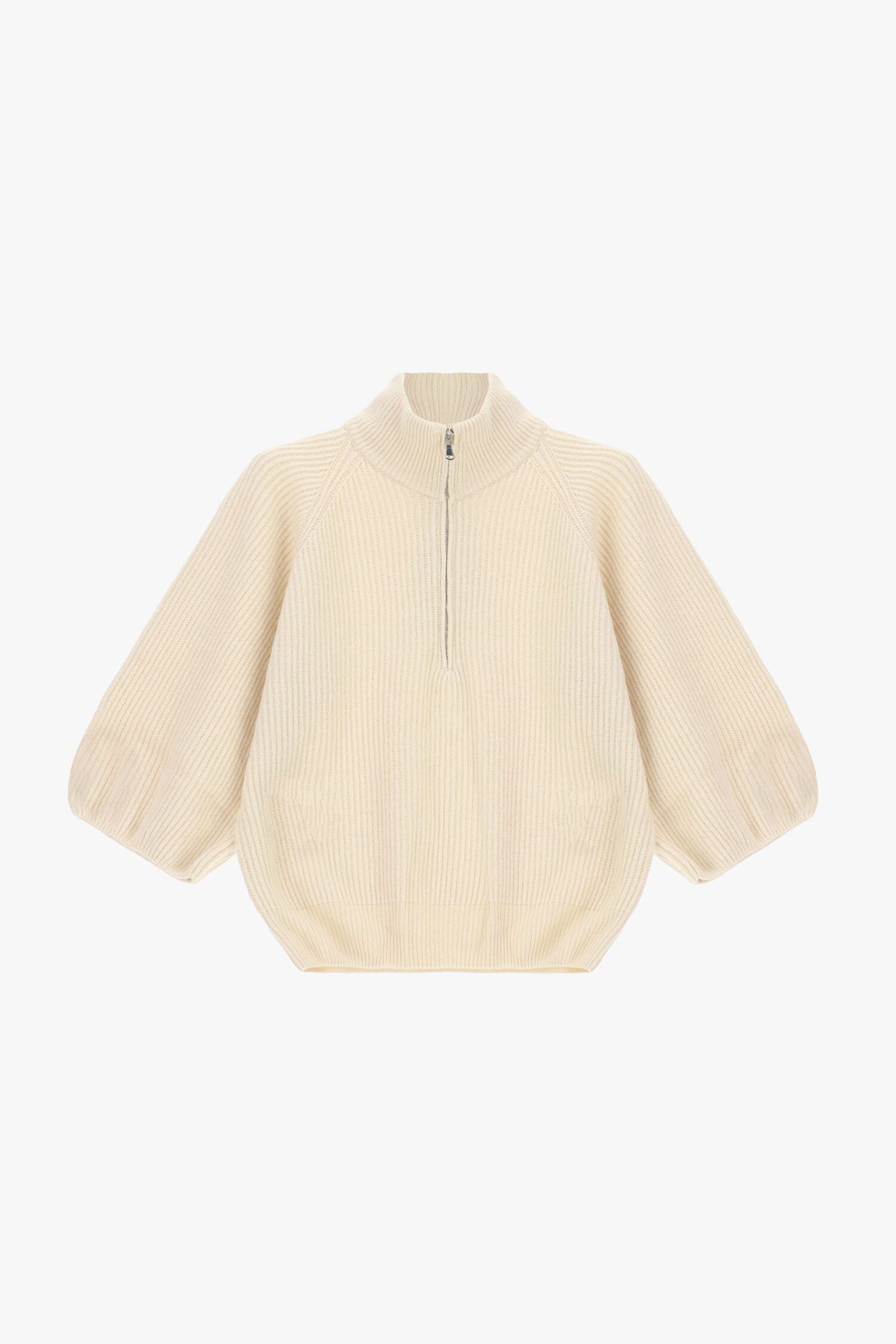 Pull à côtes avec demi-fermeture éclair et manches larges Dixie