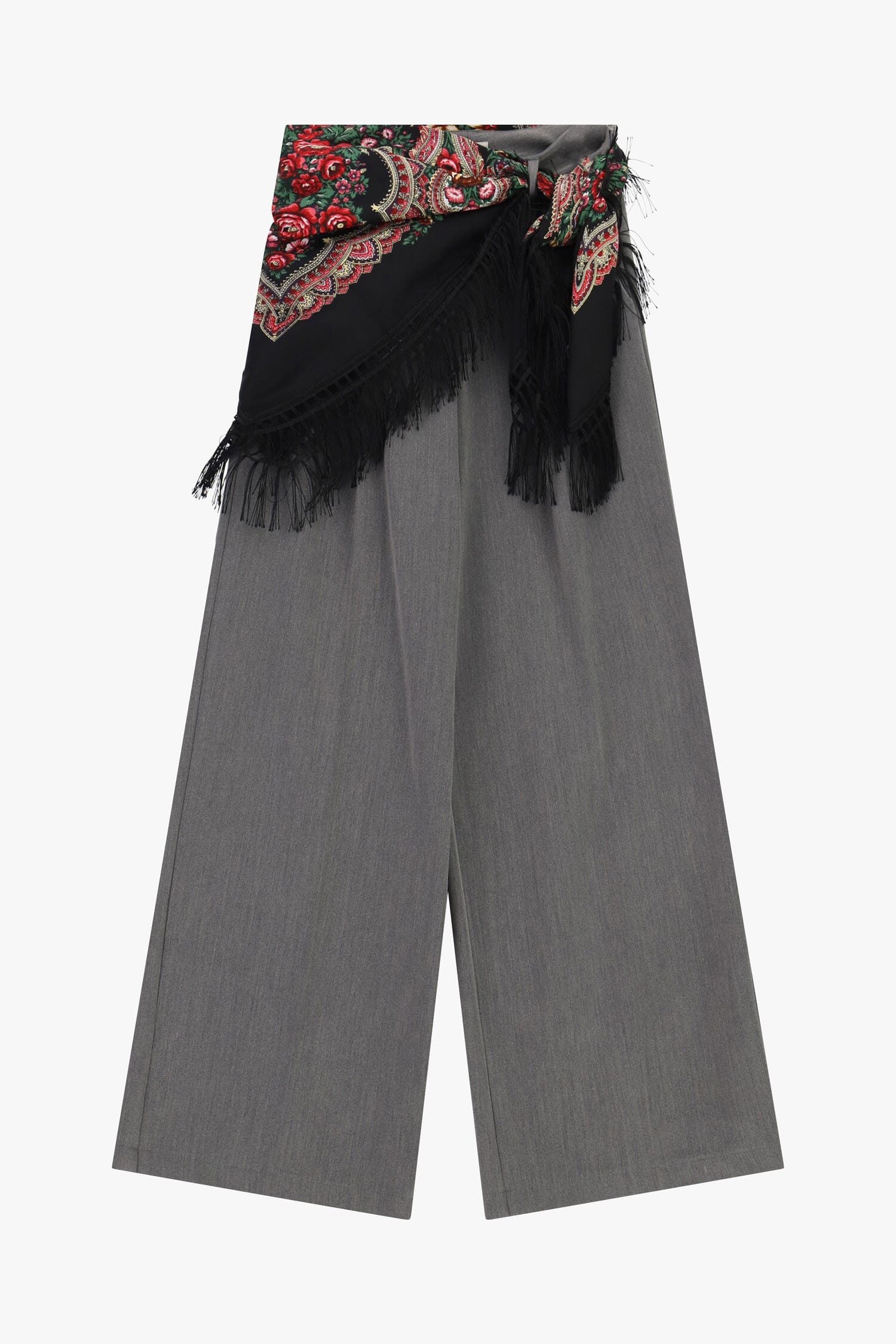Pantaloni Palazzo Con Fascia Decorativa E Frange Dixie