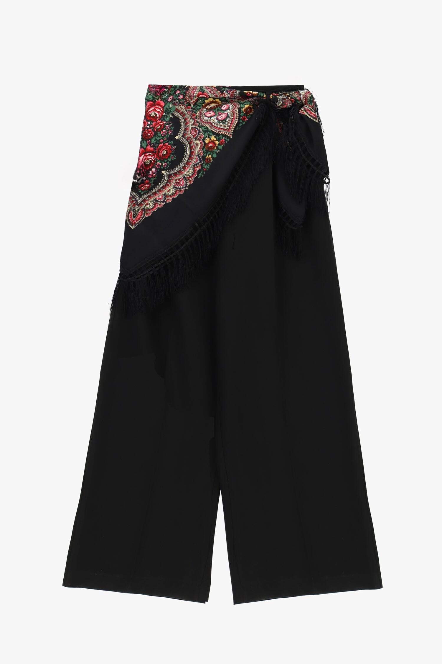 Pantaloni Palazzo Con Fascia Decorativa E Frange Dixie