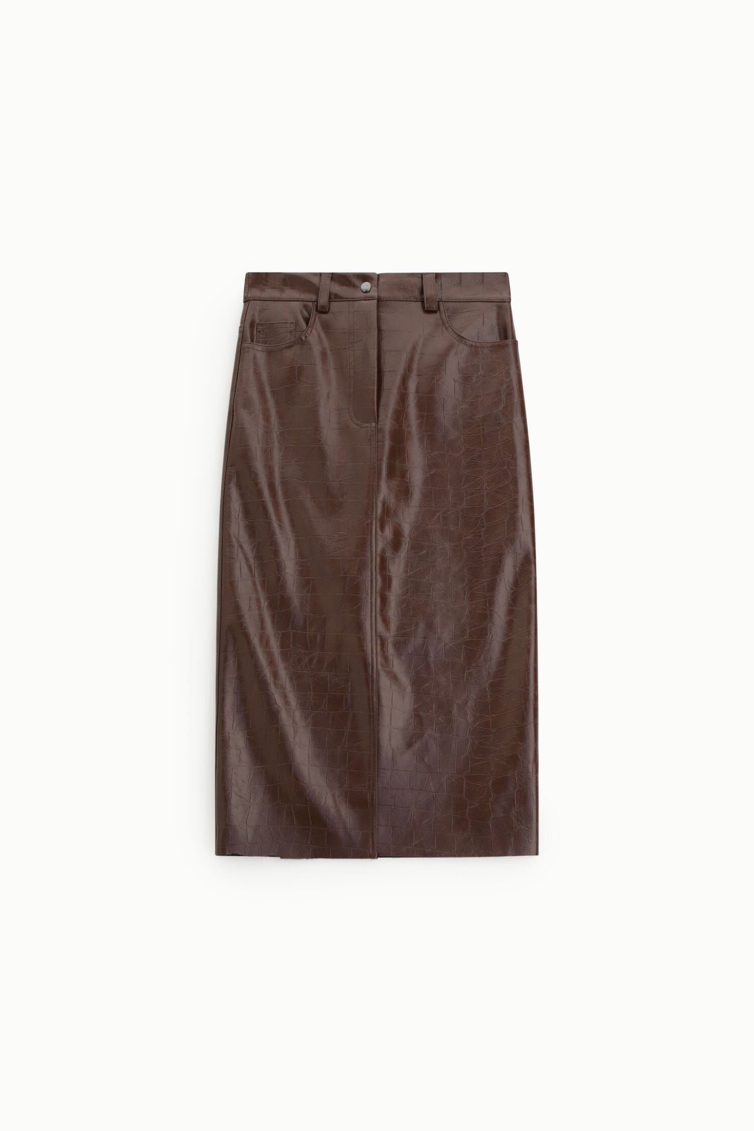 Dixie High-Waisted Midi Skirt with Crocodile-Effect Print