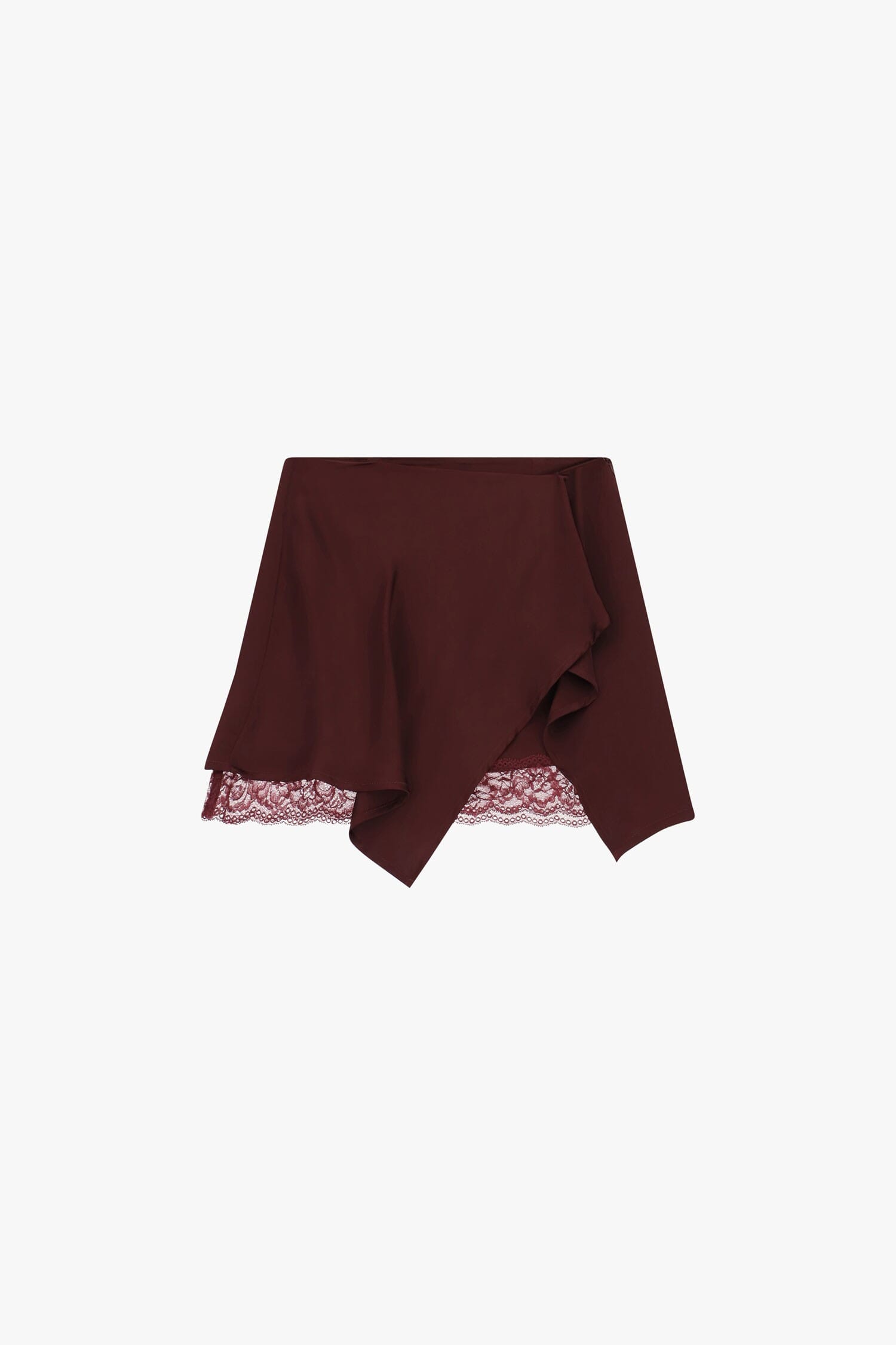 Dixie Asymmetrical Short Skirt with Lace Trim