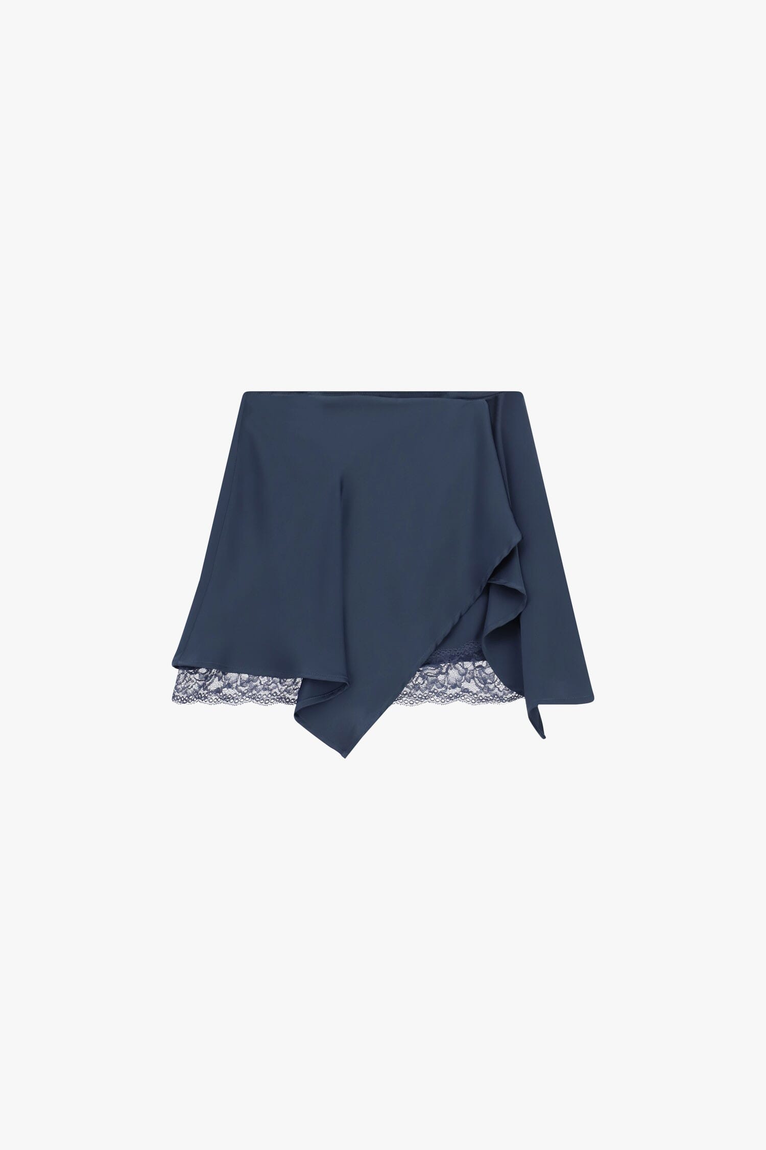 Dixie Asymmetrical Short Skirt with Lace Trim