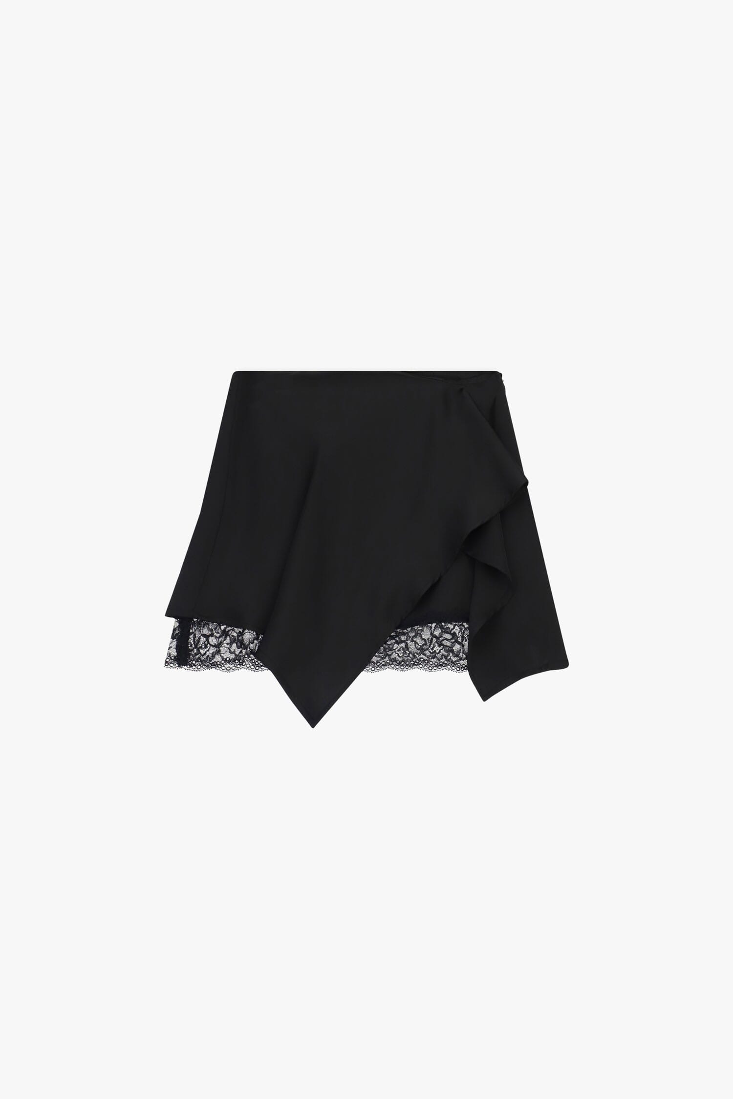 Dixie Asymmetrical Short Skirt with Lace Trim