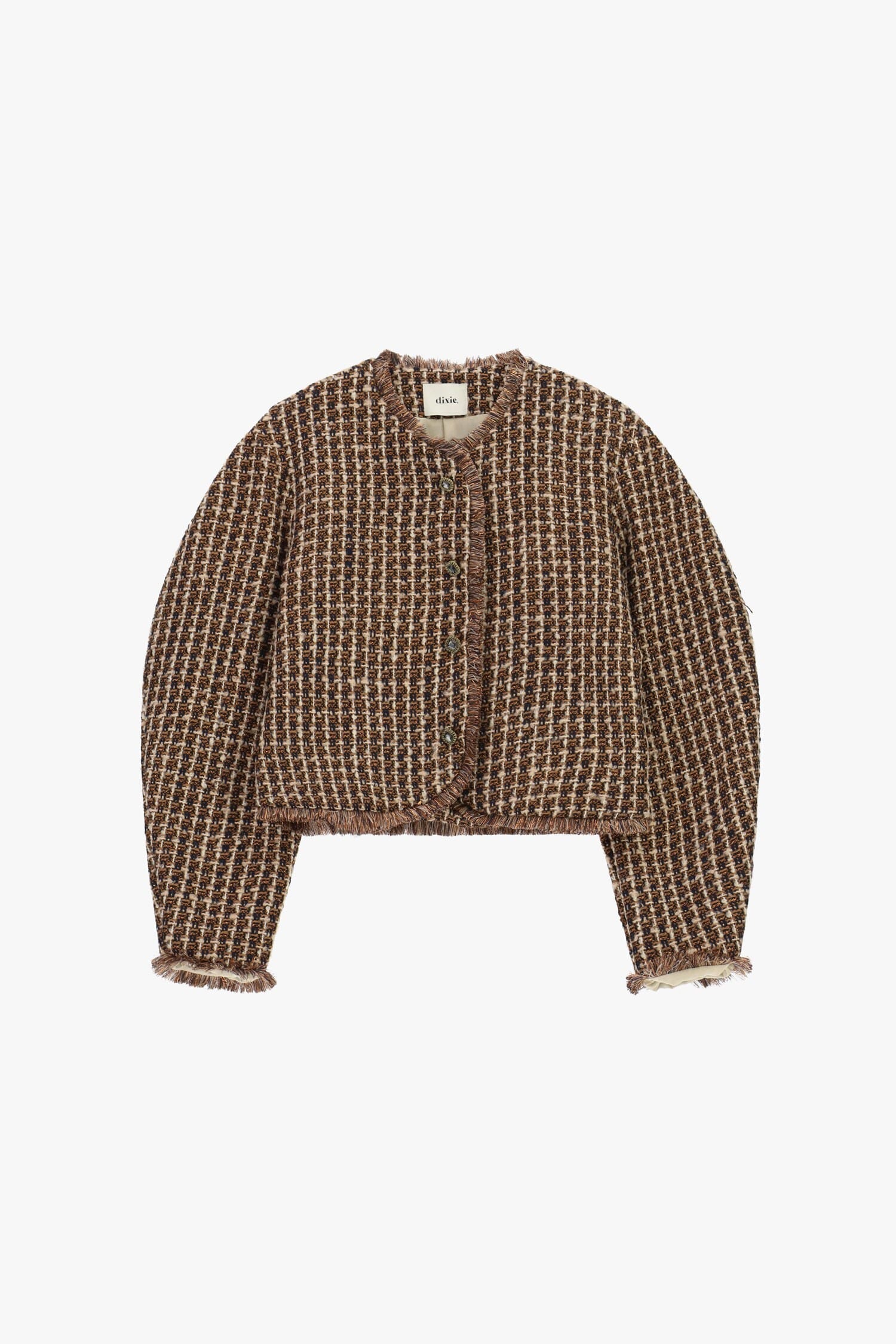 Veste courte en tweed à bords effilochés Dixie