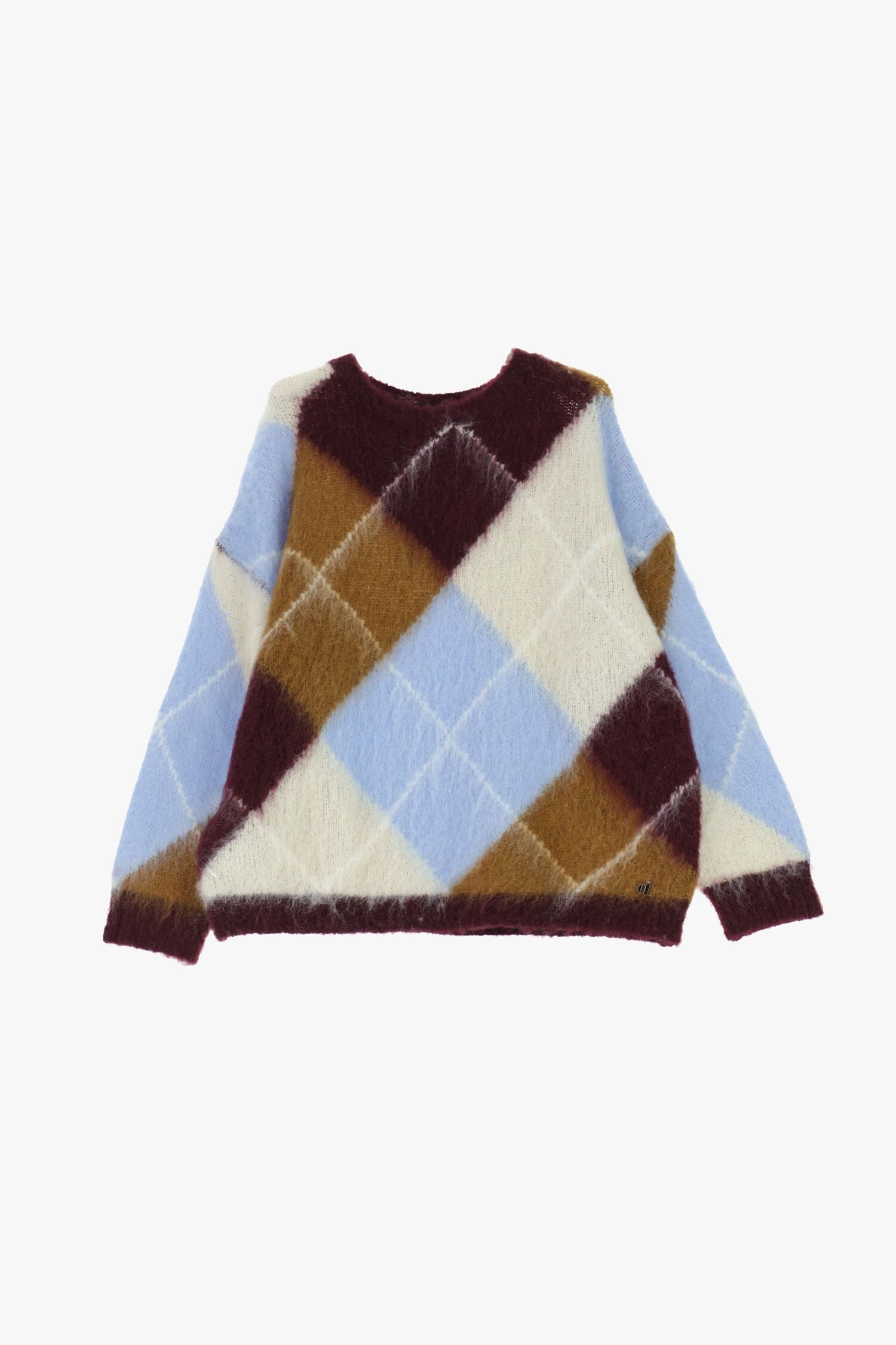 Dixie Long-Sleeved Crewneck Sweater with Diamond Pattern