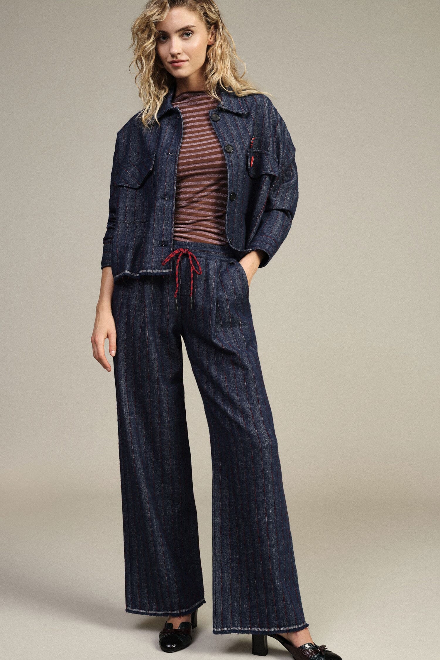 Pantaloni Palazzo A Righe Con Coulisse E Fondo Vivo Dixie