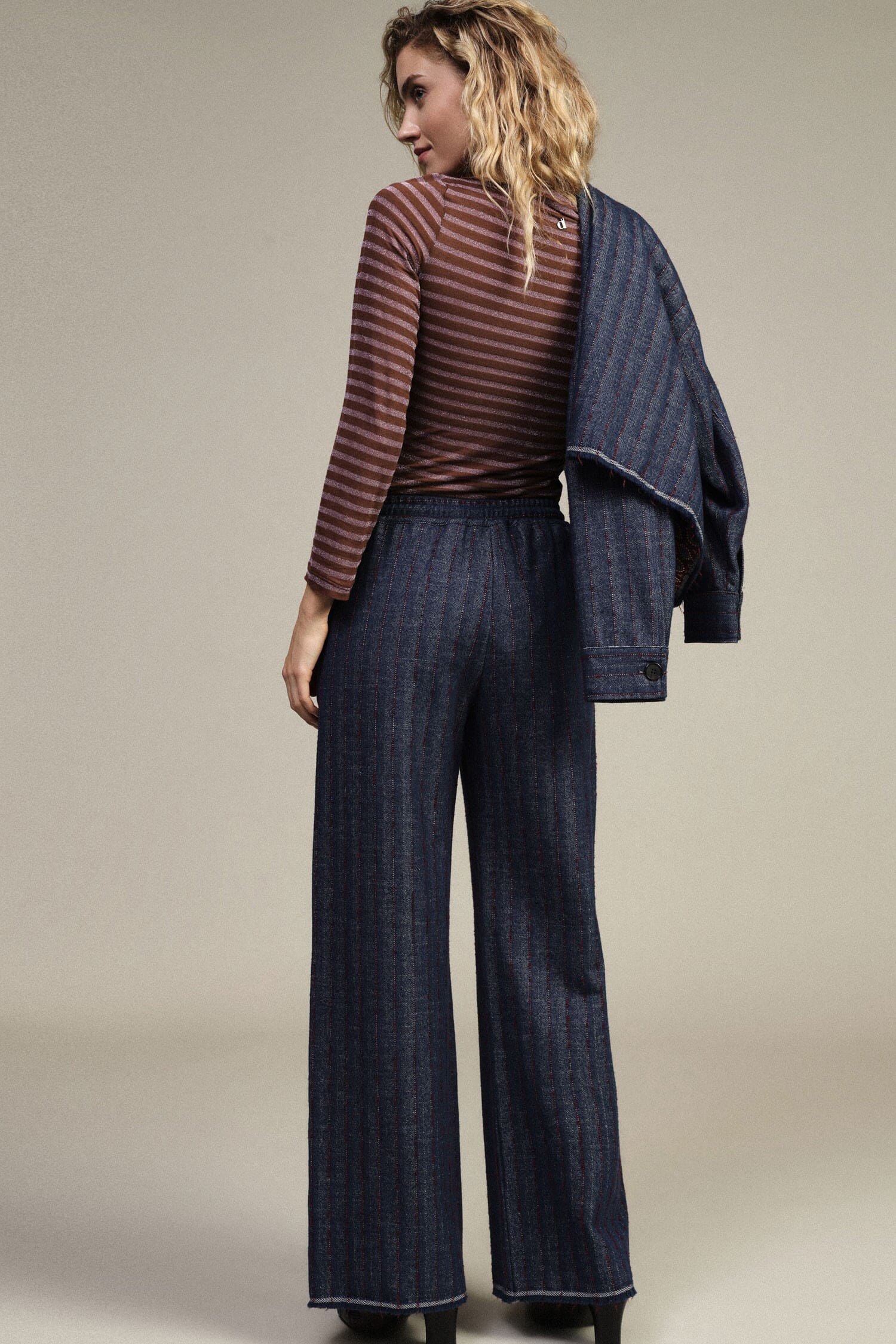 Pantaloni Palazzo A Righe Con Coulisse E Fondo Vivo Dixie