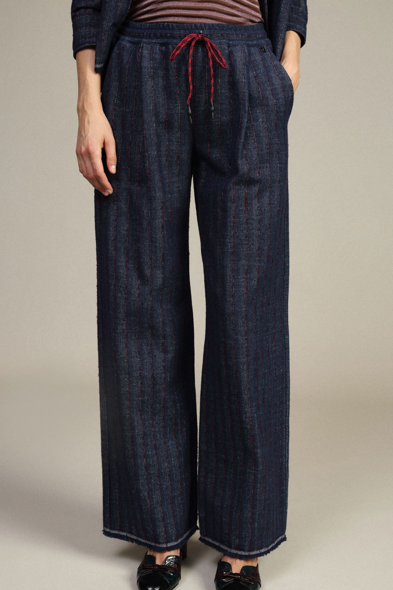 Pantaloni Palazzo A Righe Con Coulisse E Fondo Vivo Dixie