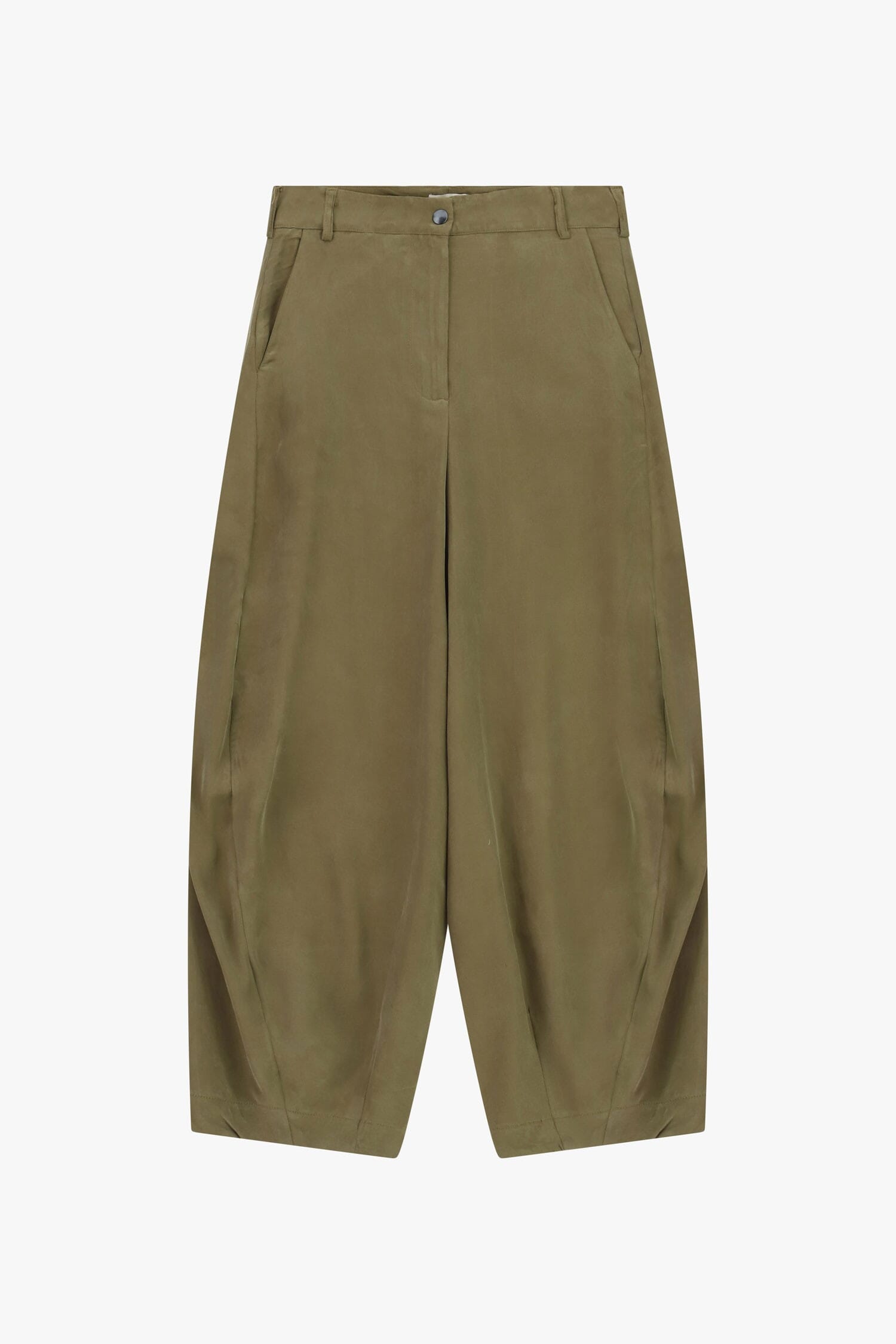 Dixie Loose-Fitting Cropped Trousers with Front Pleats