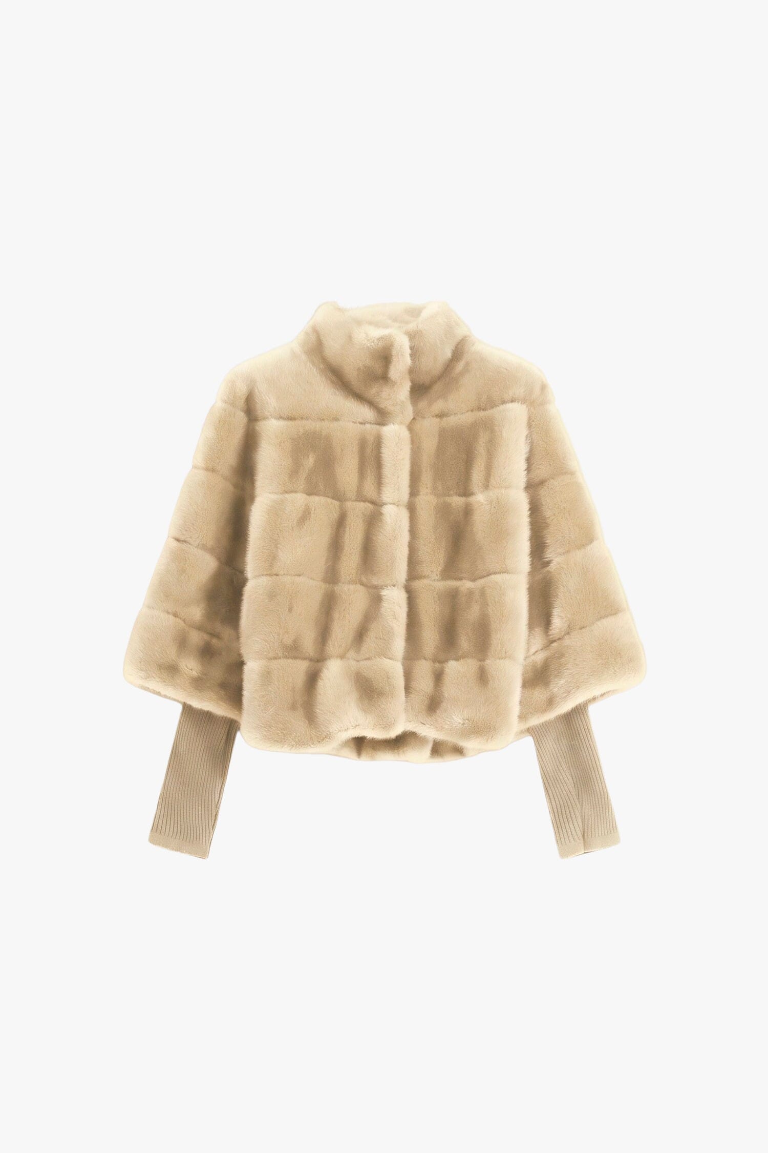 Dixie Short Block-Pattern Coat with Wide Sleeves