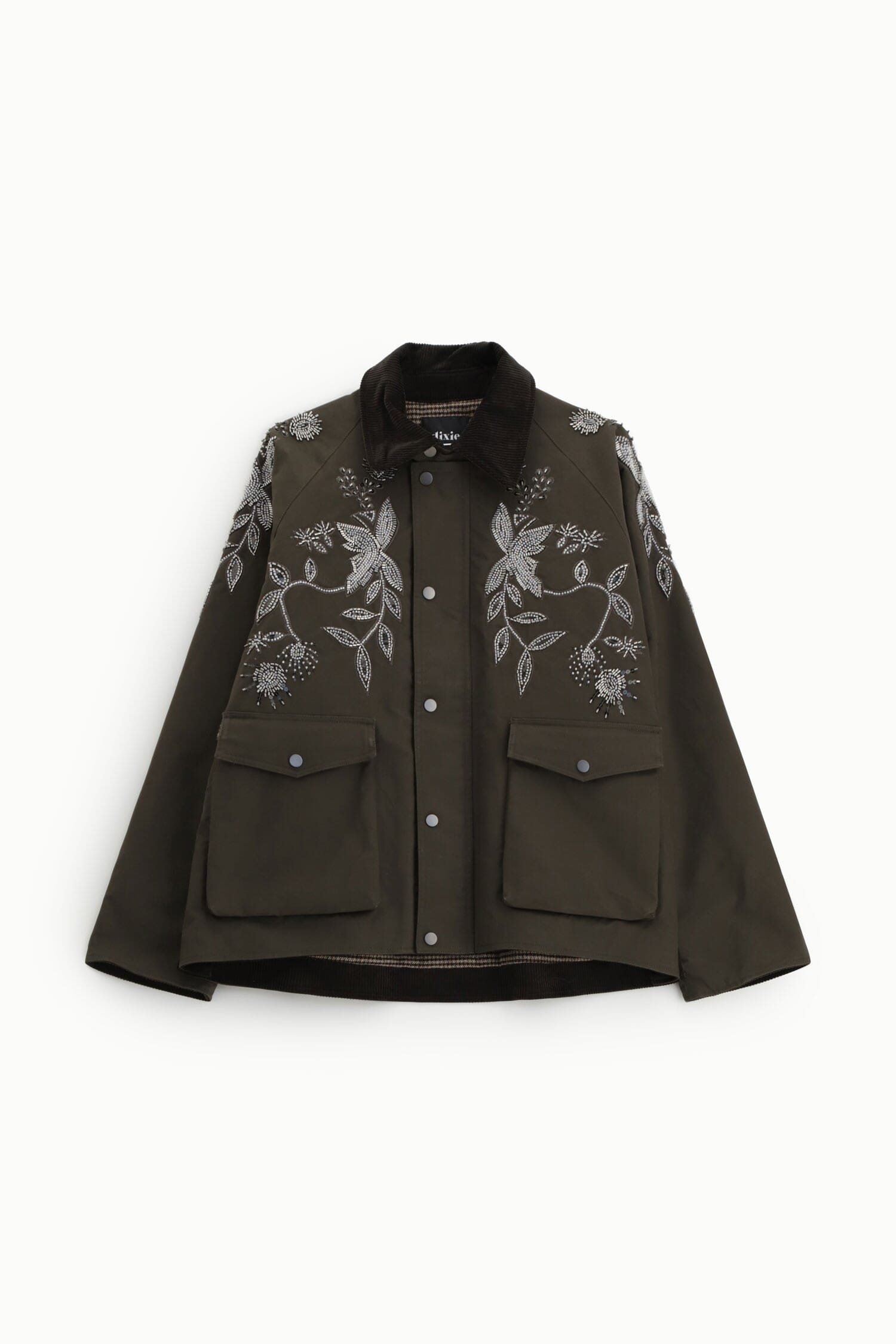 Dixie Parkas with Floral Embroidery and Patch Pockets