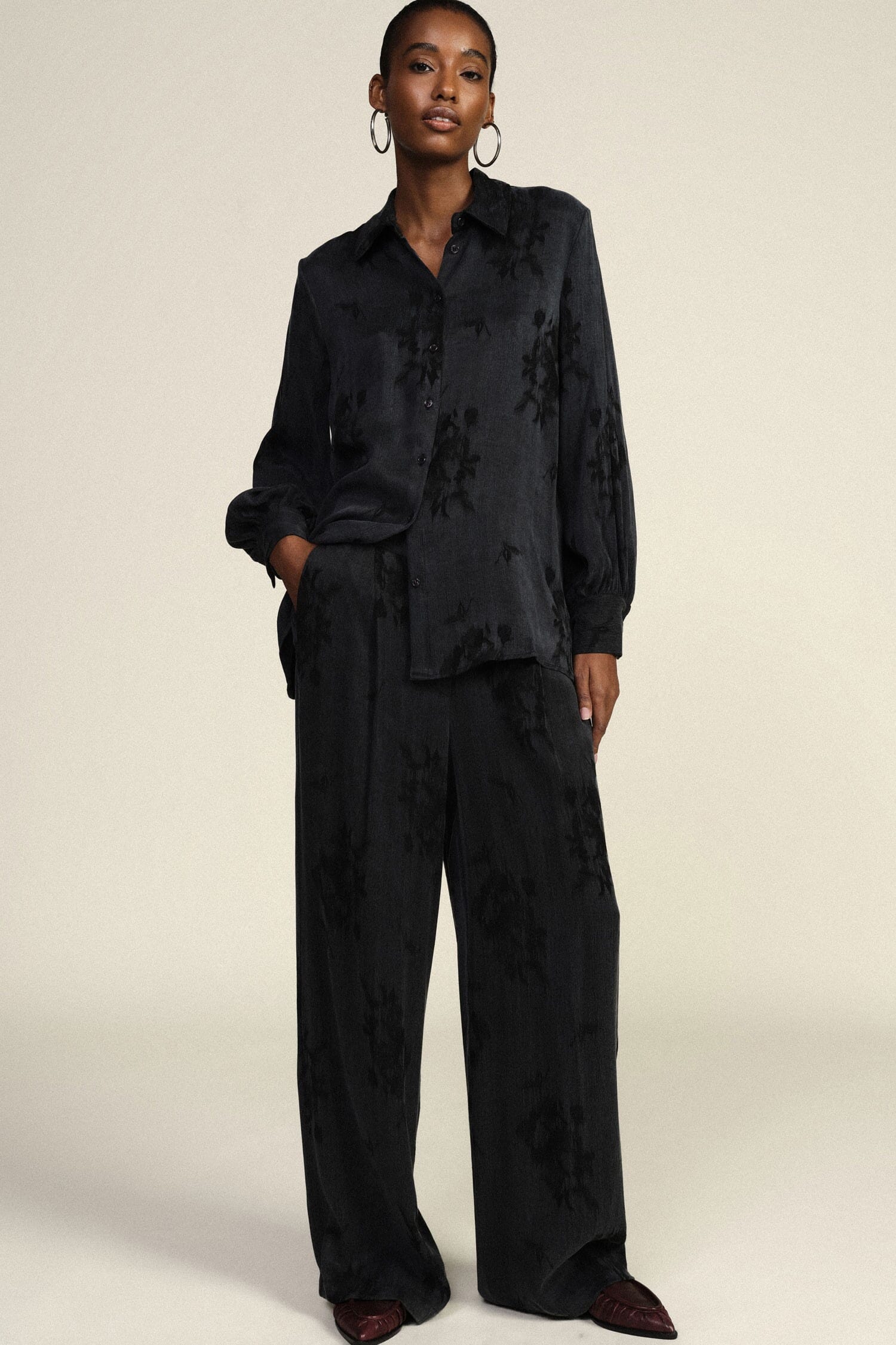 Pantaloni Palazzo Fantasia Floreale Vita Alta Dixie