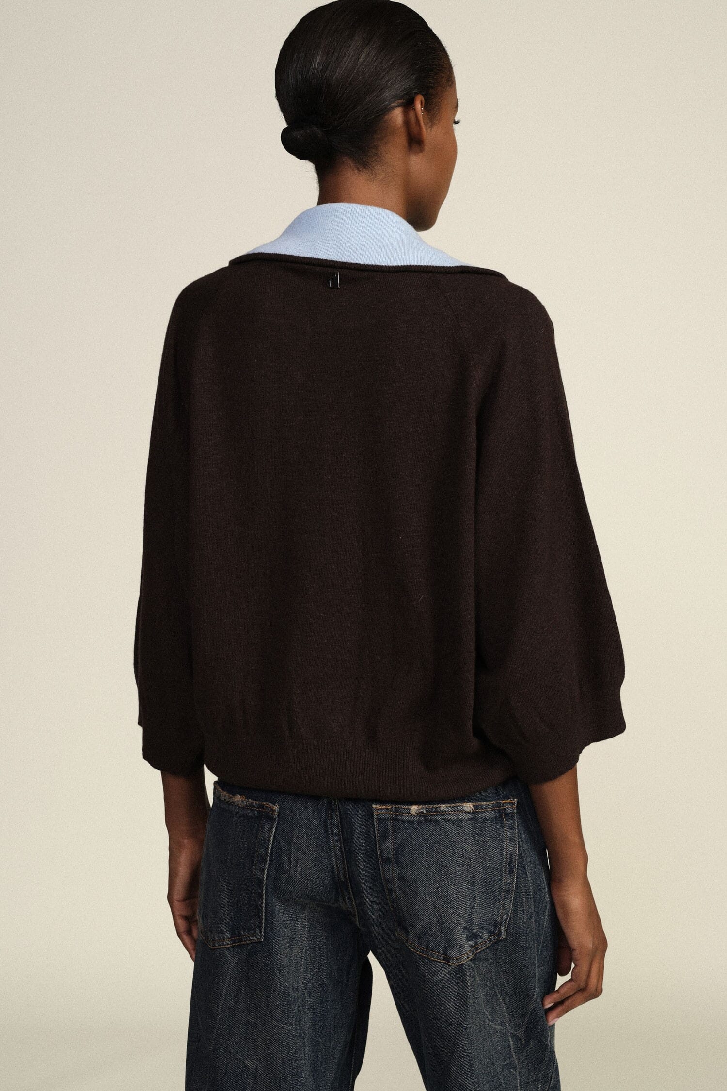 Pull Dixie à col contrasté et manches larges