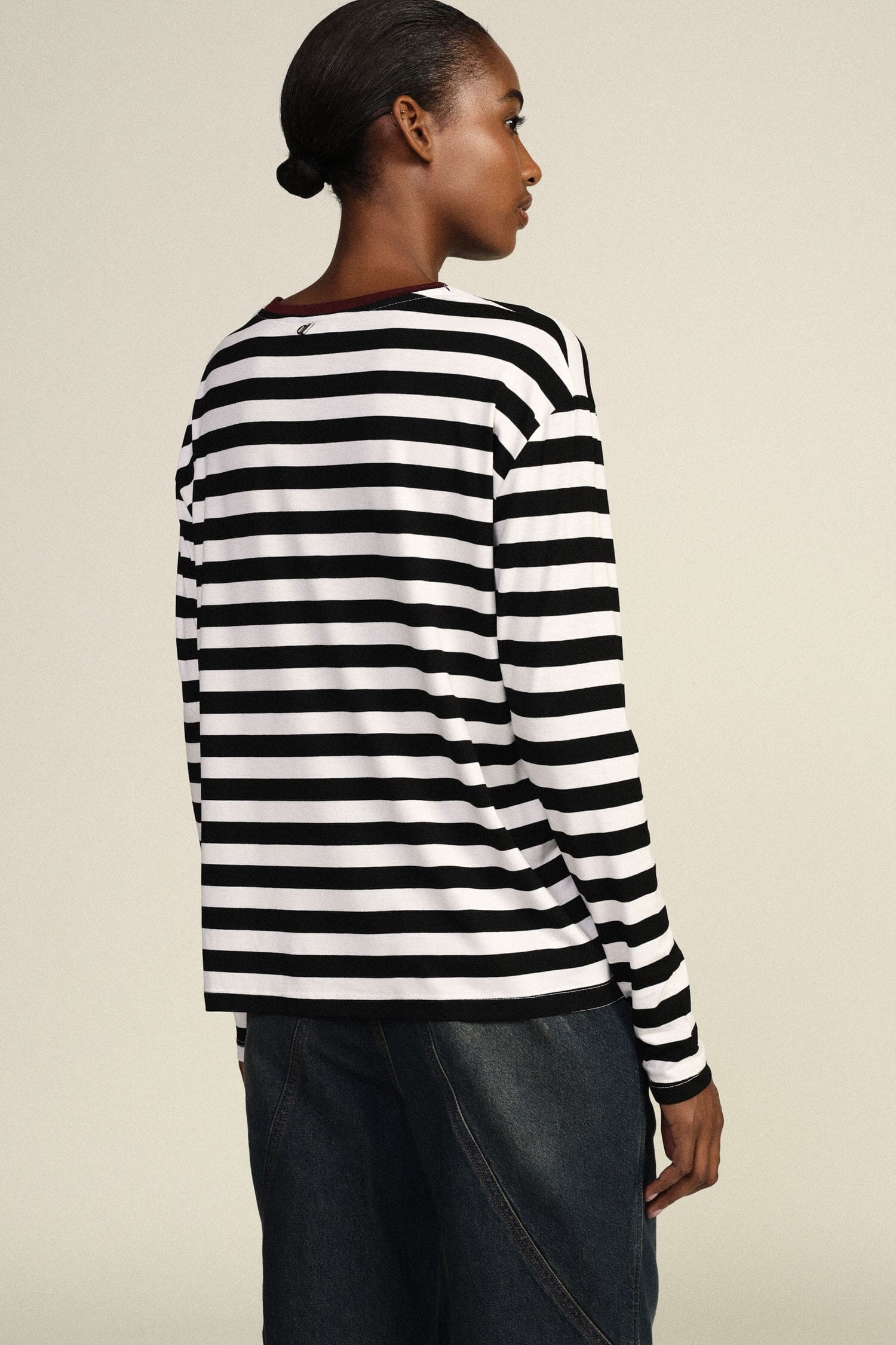 T-Shirt A Righe Girocollo Con Maniche Lunghe Dixie