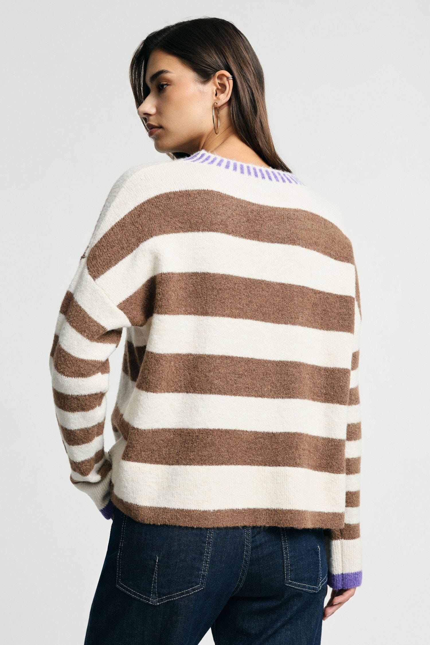 Maglione Girocollo A Righe Con Polsini A Contrasto Please
