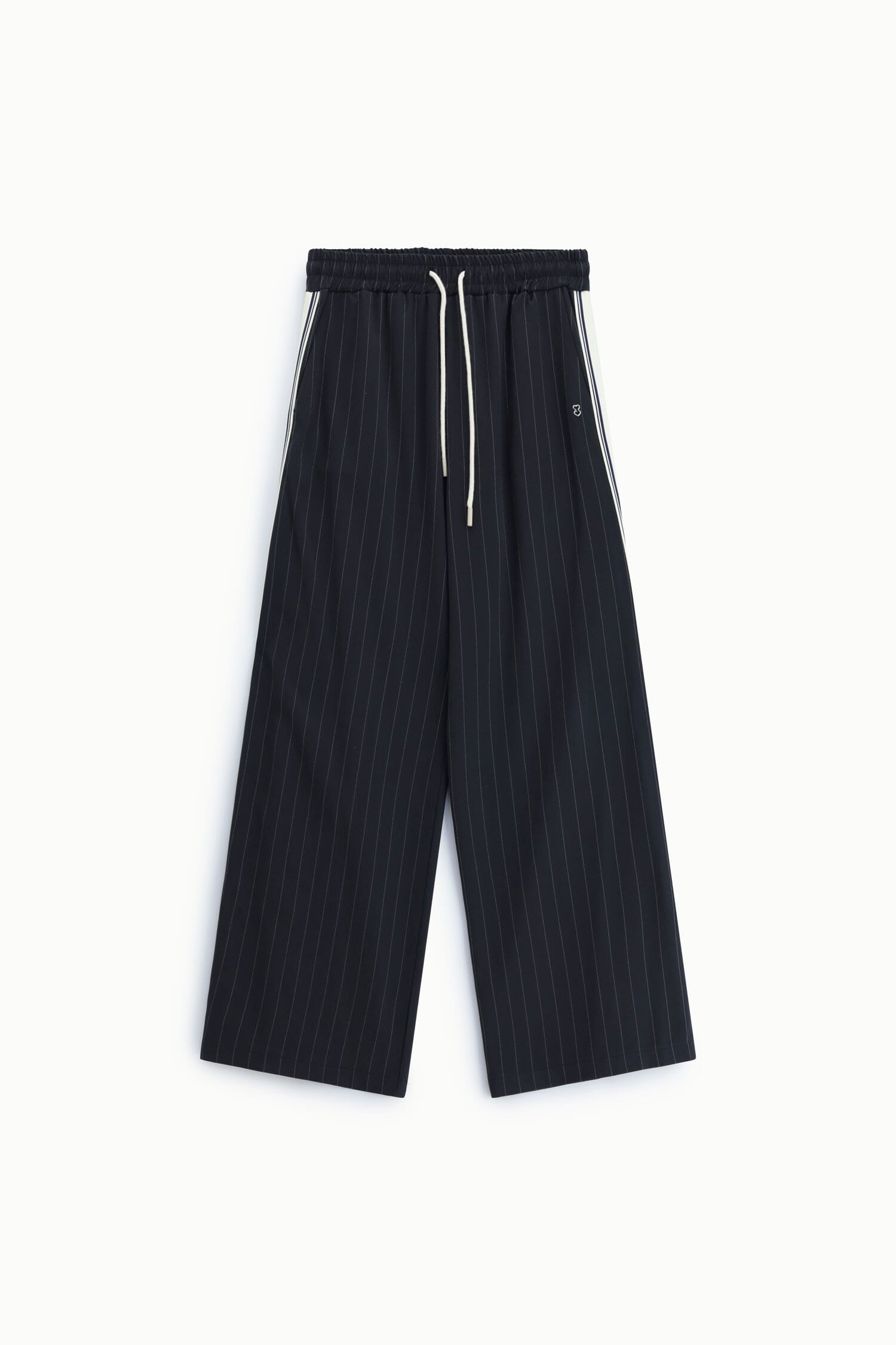 Striped Palazzo Trousers with Drawstring and Side Panels Please