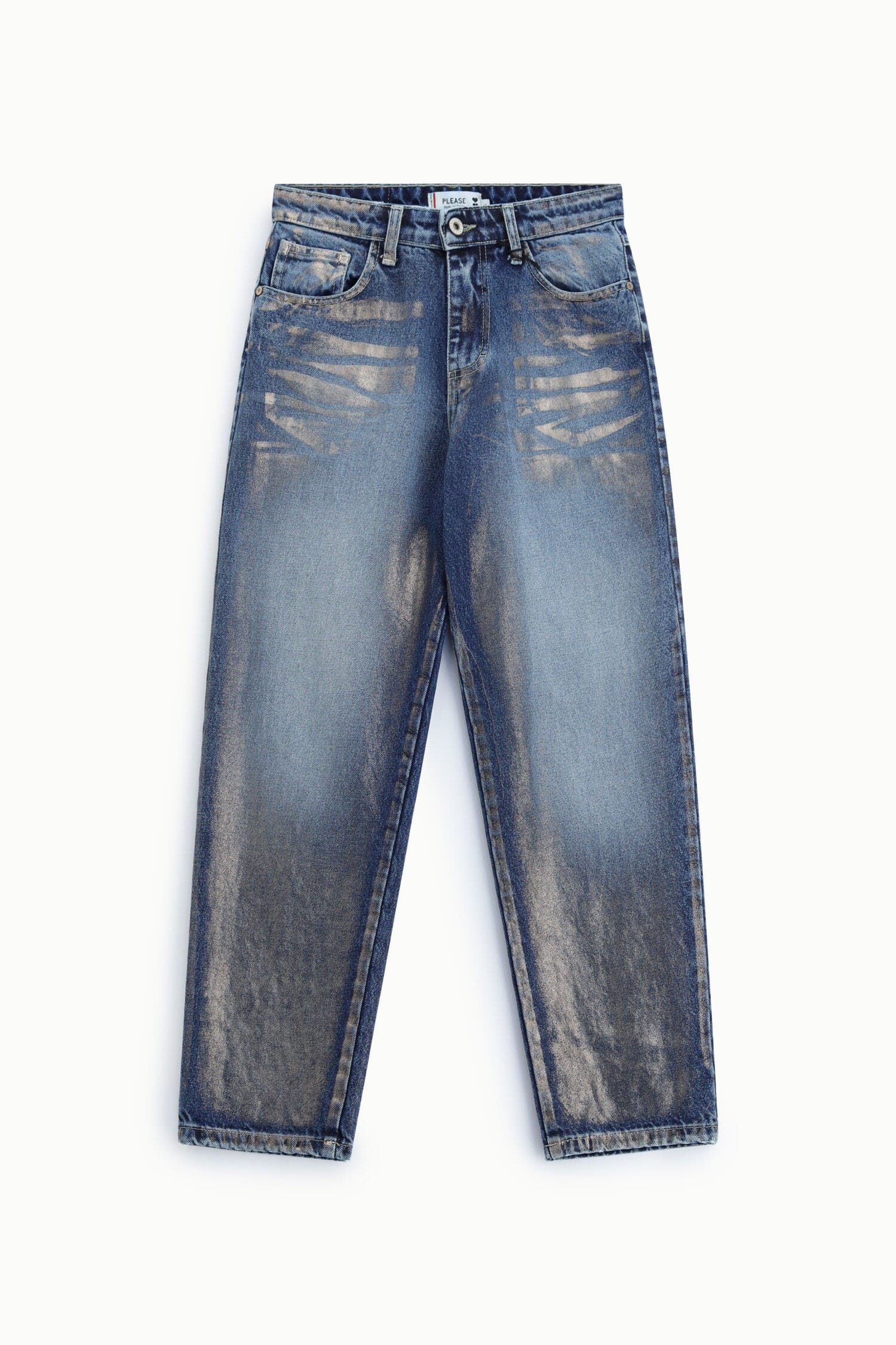 Jeans Straight-Leg Effetto Slavato A Vita Alta Please