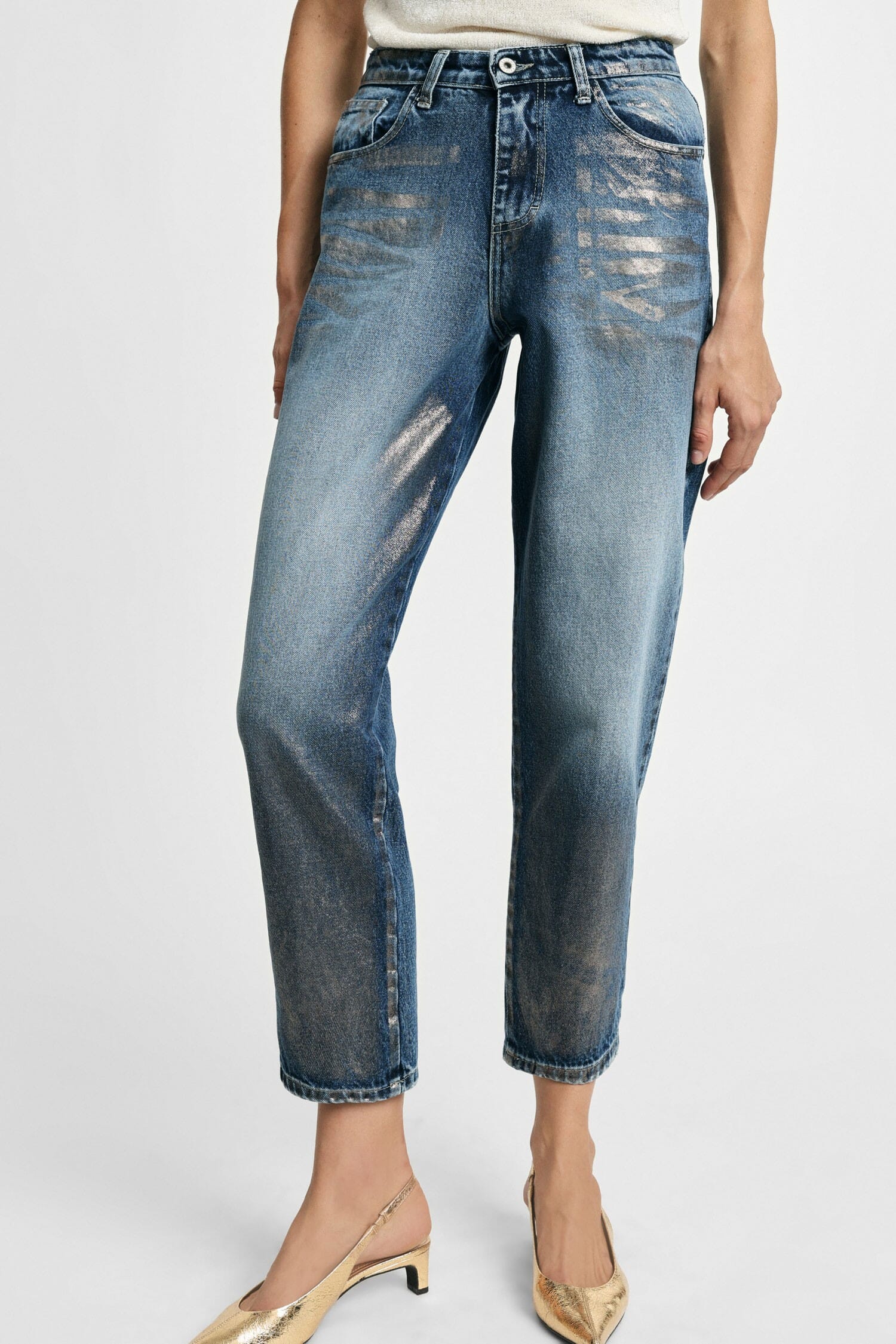 Jeans Straight-Leg Effetto Slavato A Vita Alta Please