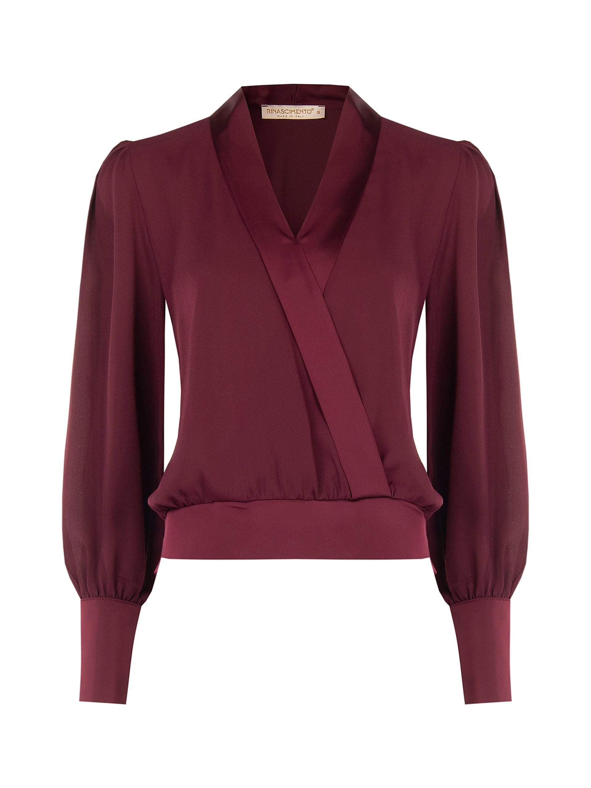 Blusa A Palloncino In Georgette Con Rever E Maxi Polsini In Raso Rinascimento