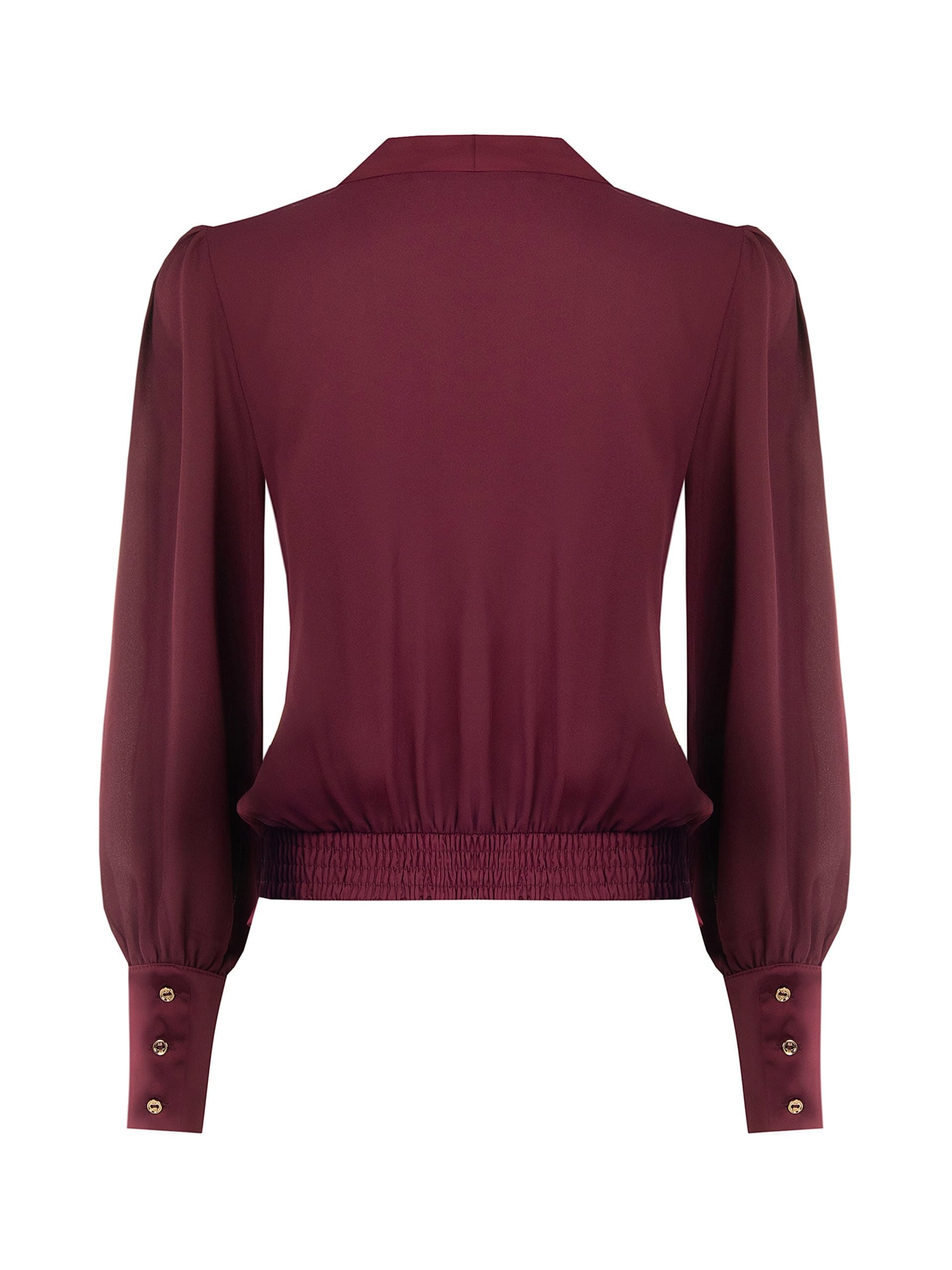 Blusa A Palloncino In Georgette Con Rever E Maxi Polsini In Raso Rinascimento