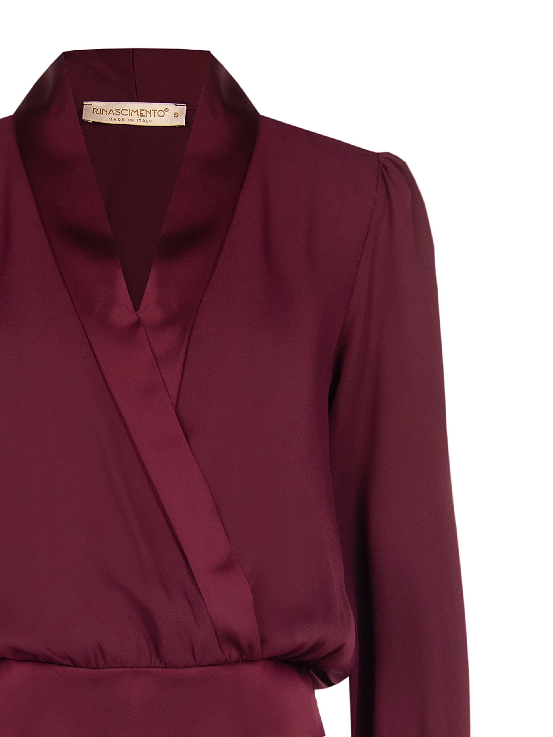 Blusa A Palloncino In Georgette Con Rever E Maxi Polsini In Raso Rinascimento