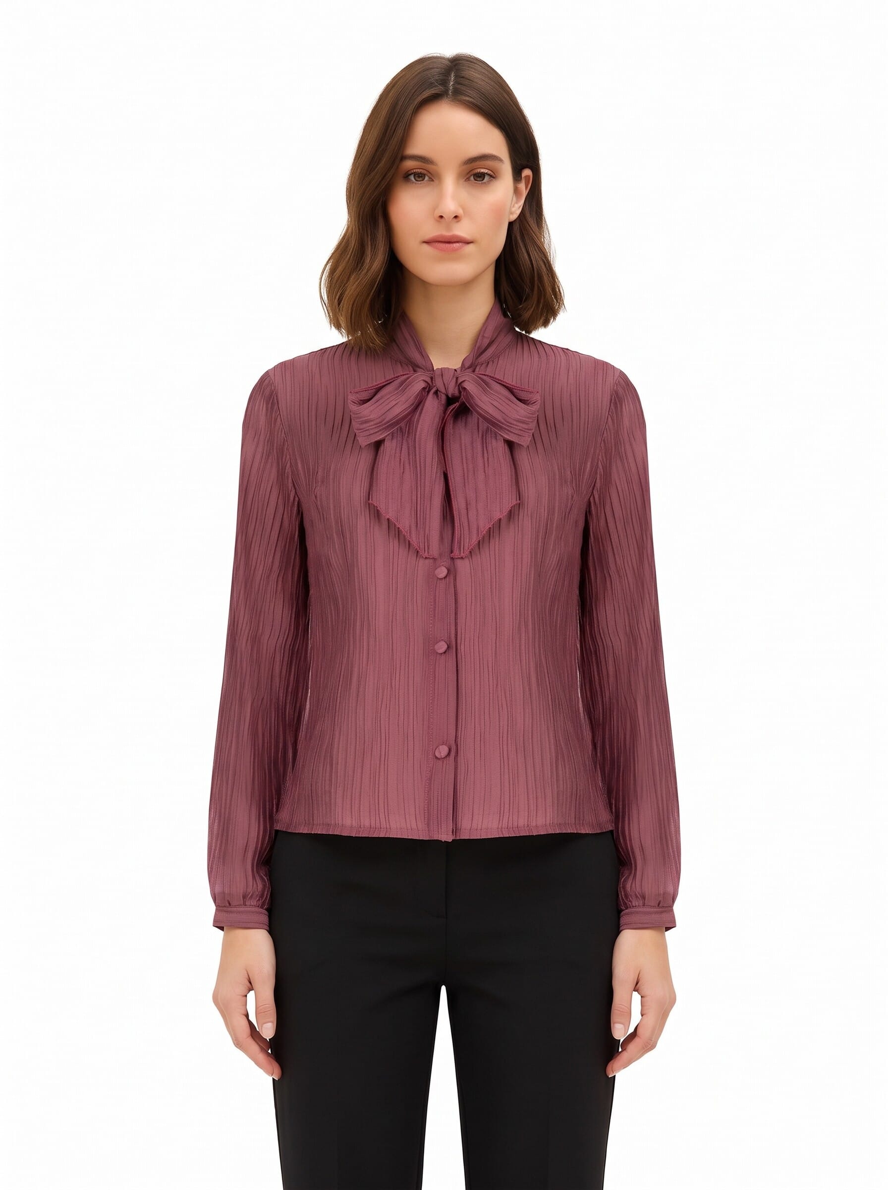 Camicia Plisse In Misto Lyocell Con Fiocco Rinascimento