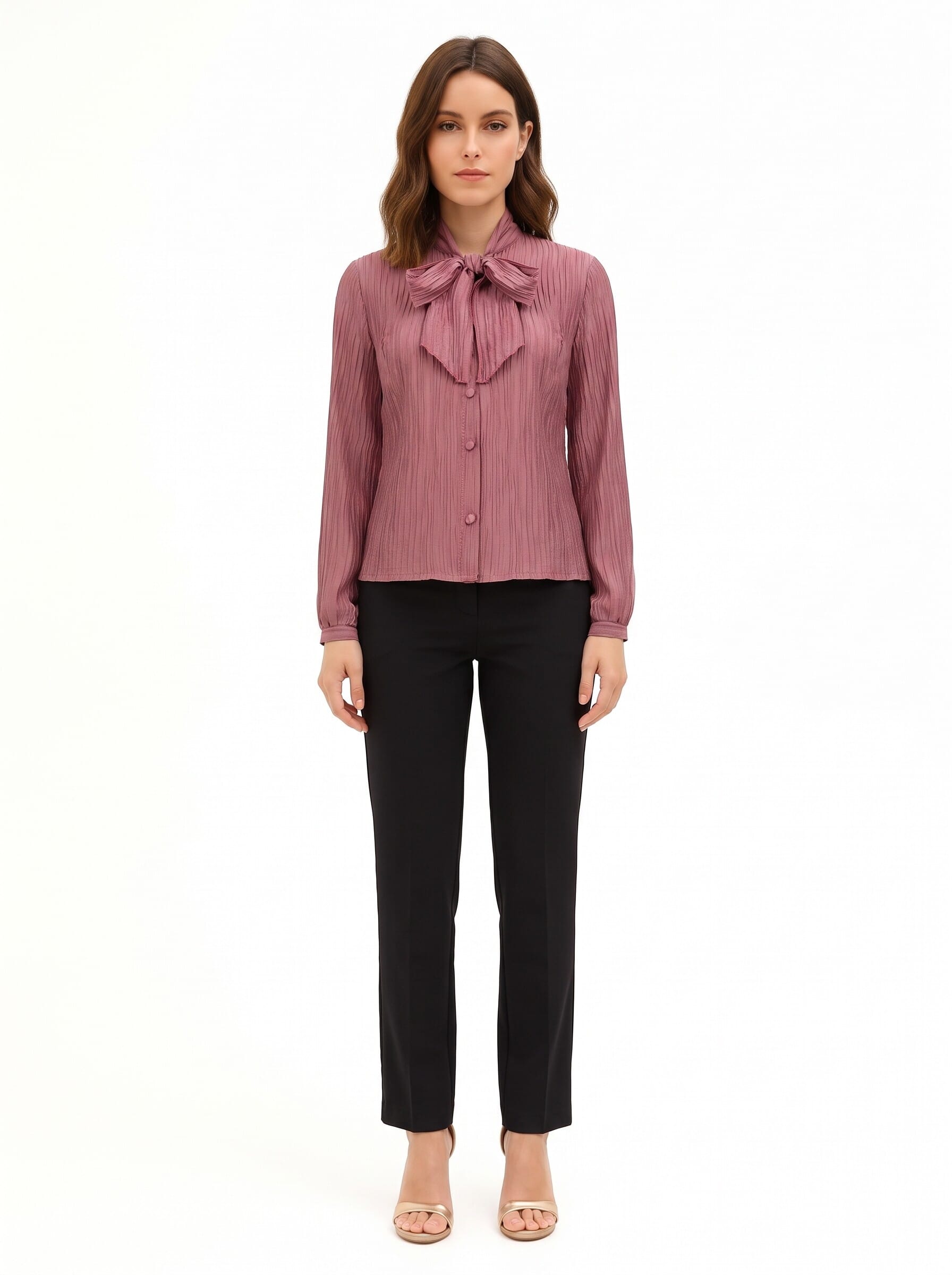 Camicia Plisse In Misto Lyocell Con Fiocco Rinascimento
