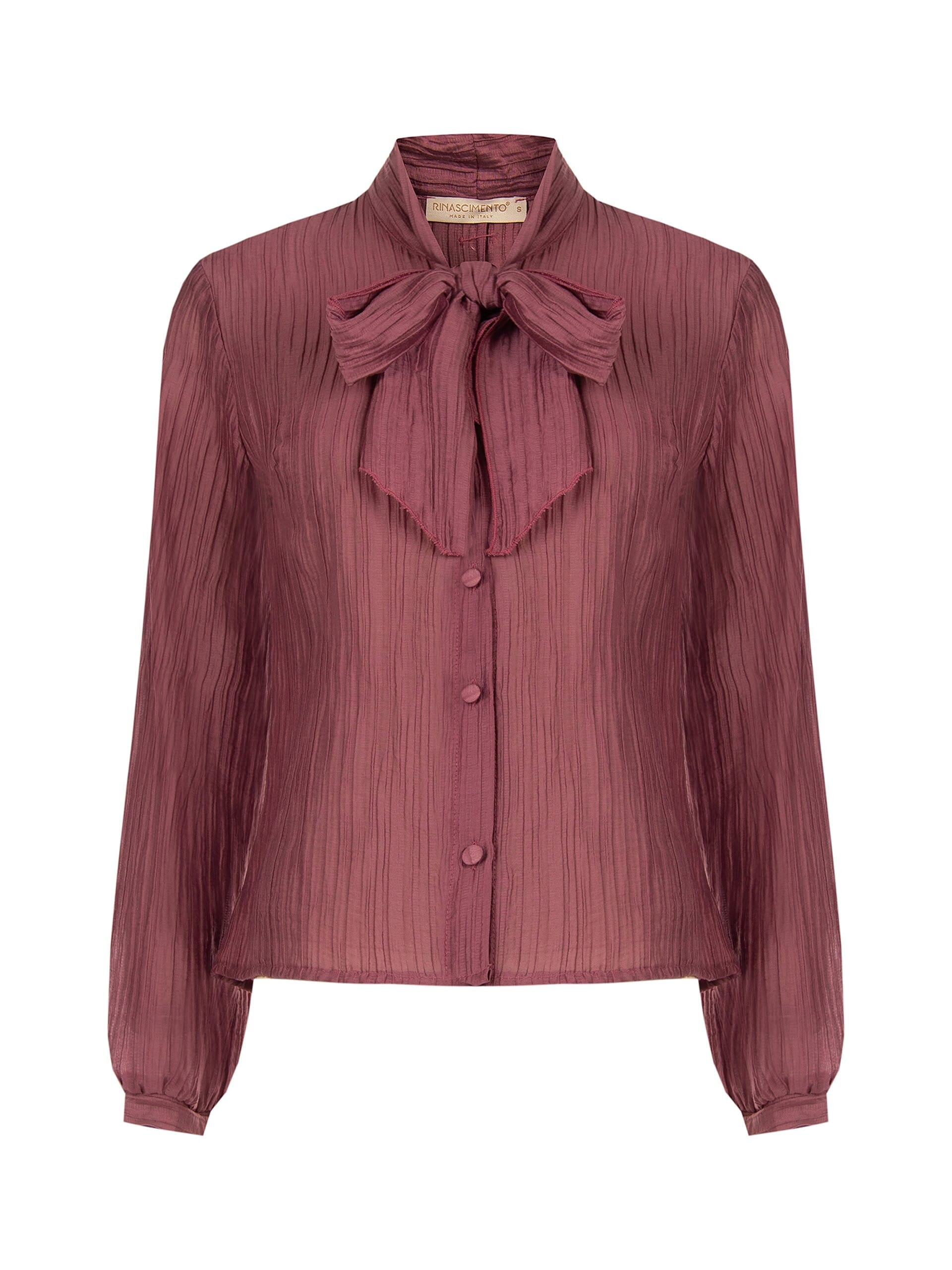 Camicia Plisse In Misto Lyocell Con Fiocco Rinascimento