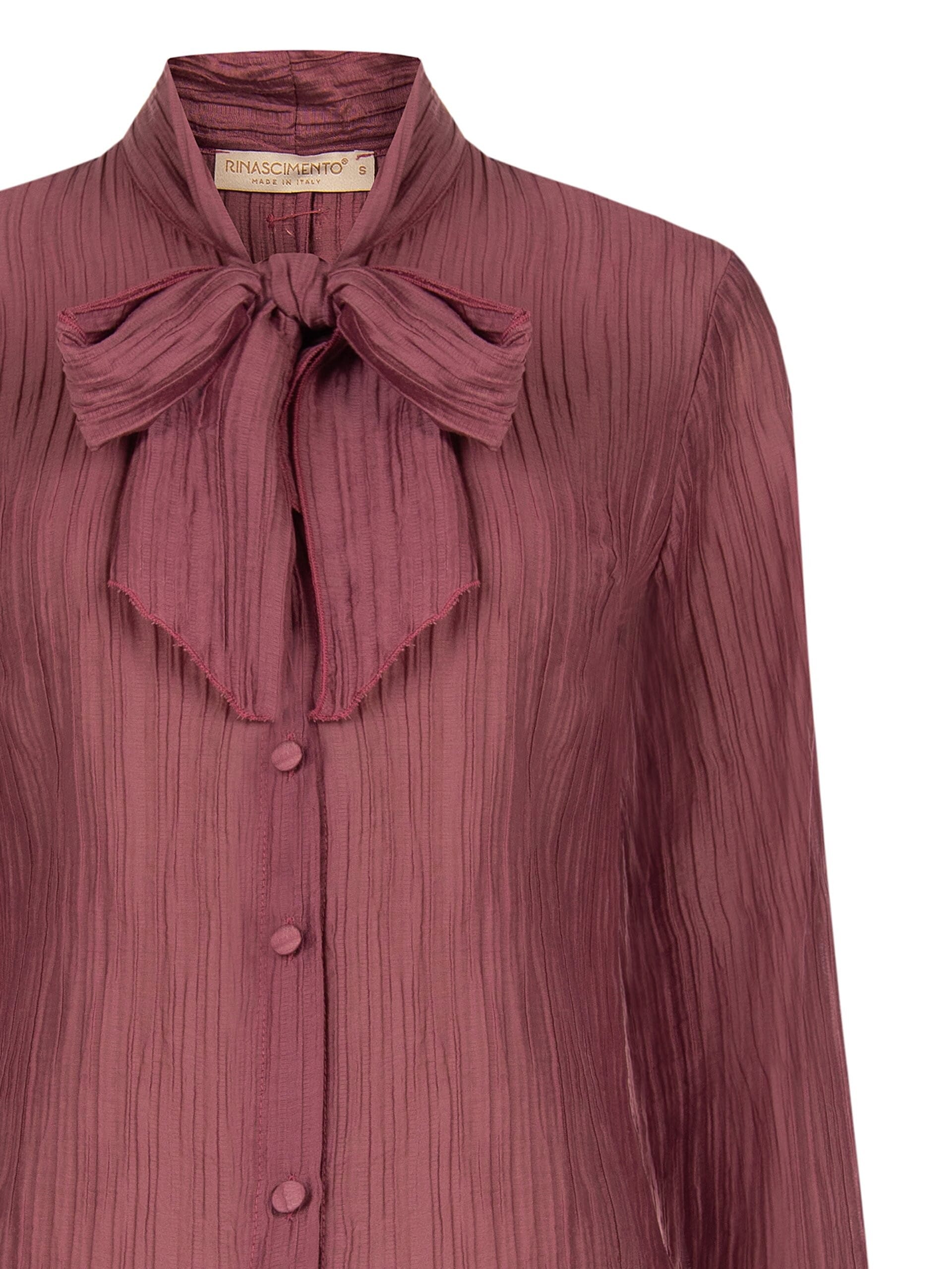 Camicia Plisse In Misto Lyocell Con Fiocco Rinascimento
