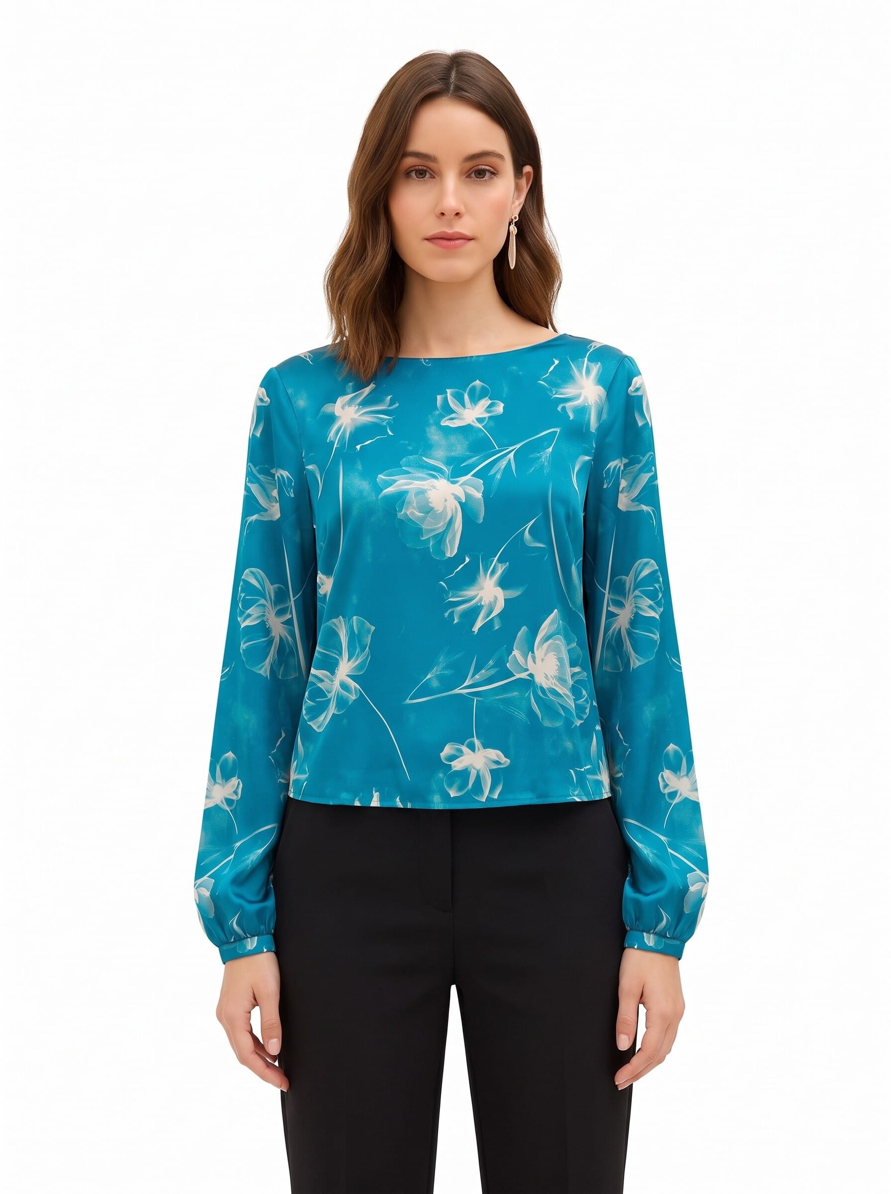 Blusa Fluida In Raso A Fiori Grandi Rinascimento