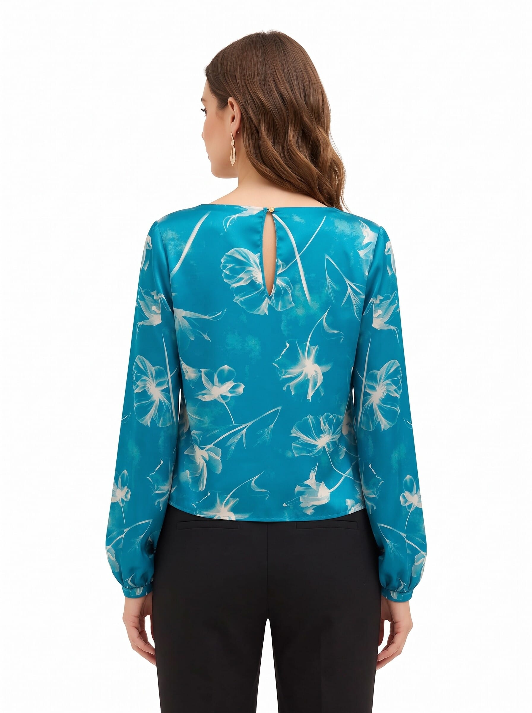 Blusa Fluida In Raso A Fiori Grandi Rinascimento