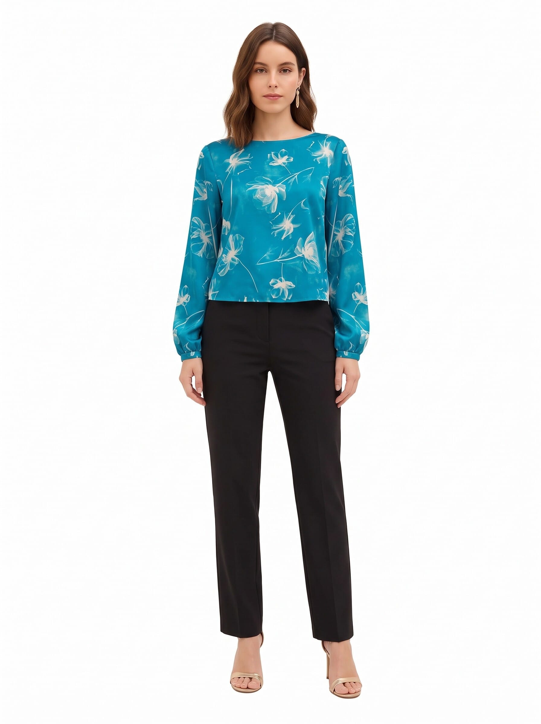 Blusa Fluida In Raso A Fiori Grandi Rinascimento