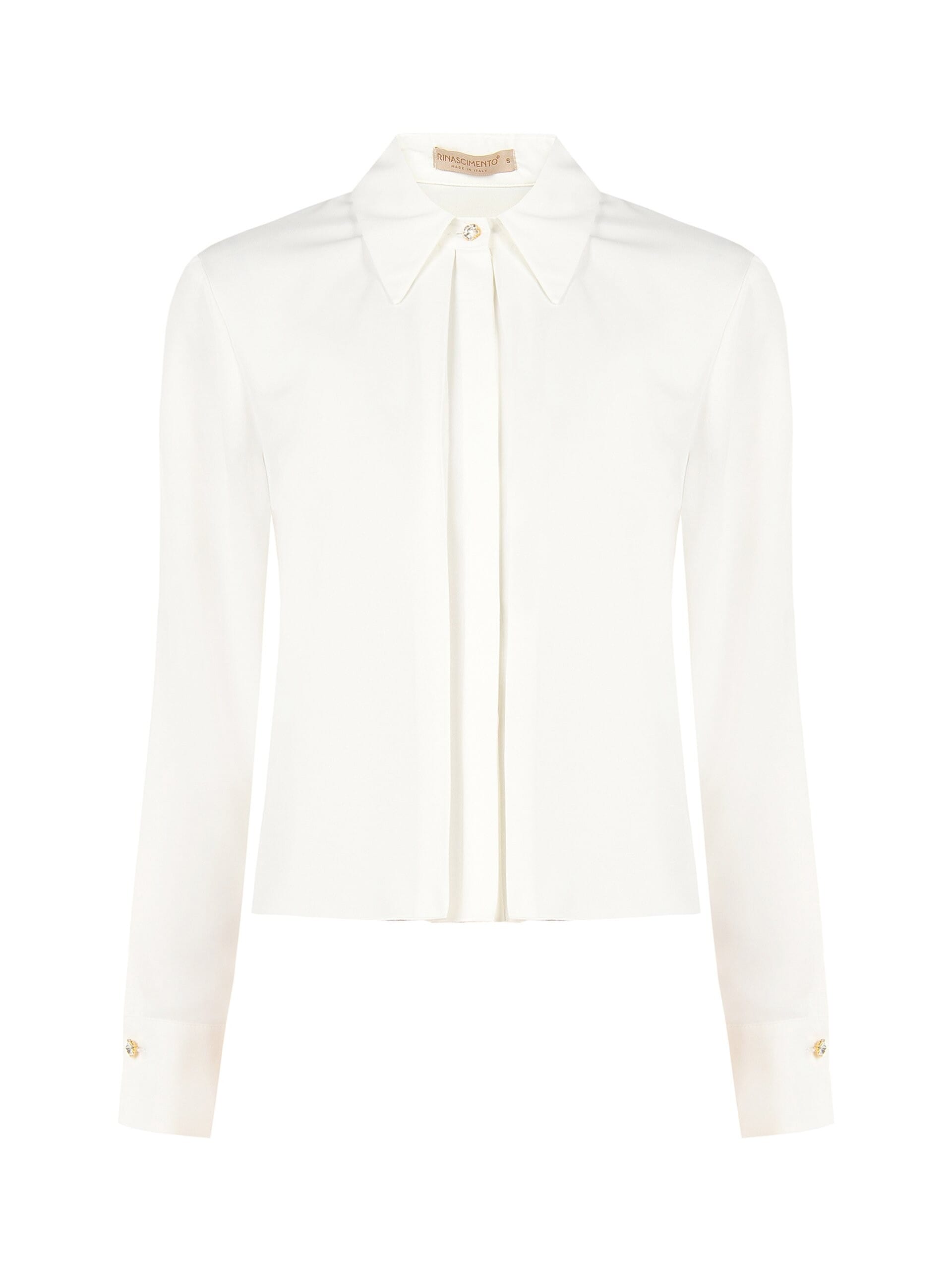 Chemise en satin mat avec partie centrale plissée et boutons dissimulés « Rinascimento »