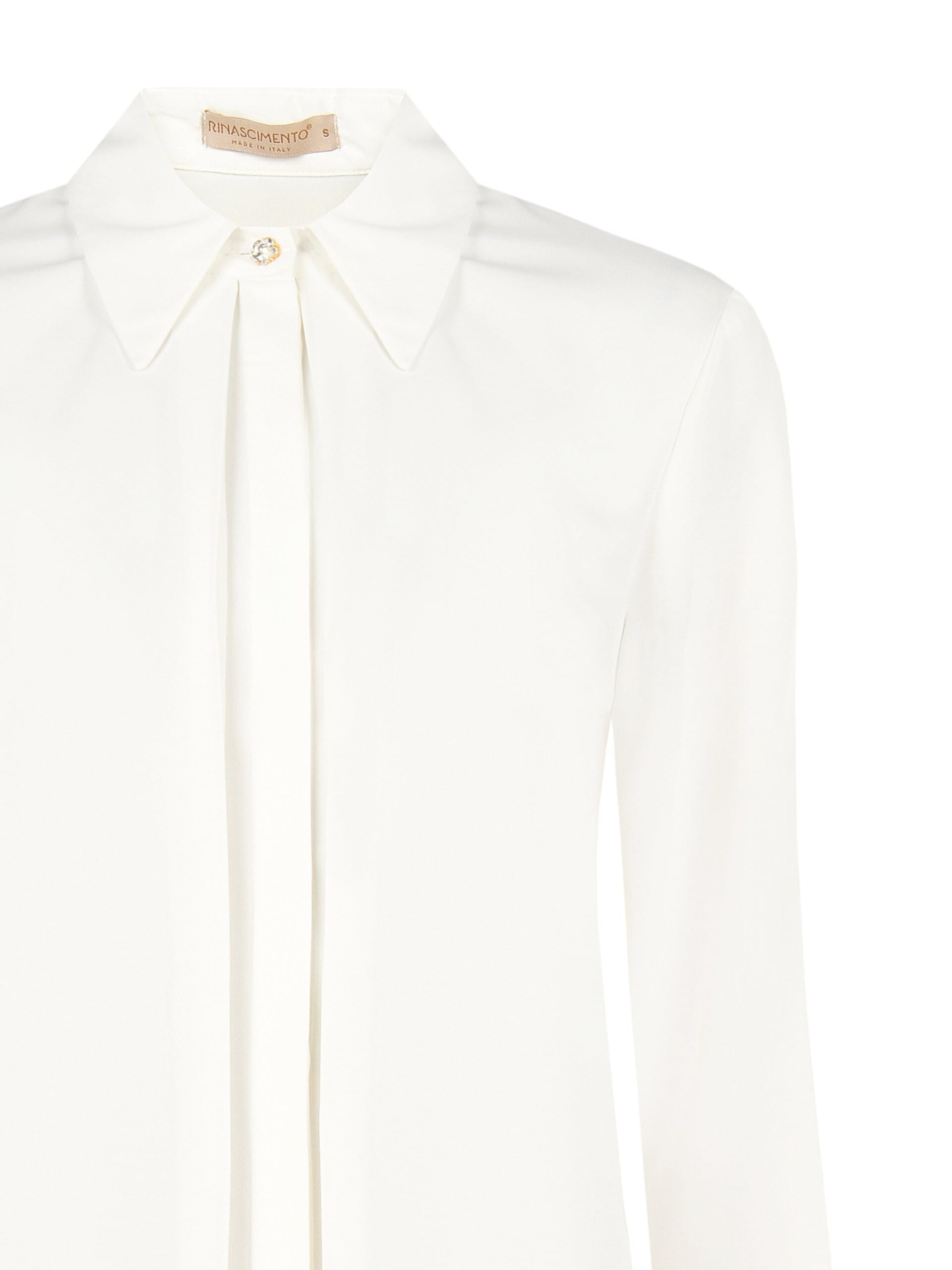 Chemise en satin mat avec partie centrale plissée et boutons dissimulés « Rinascimento »