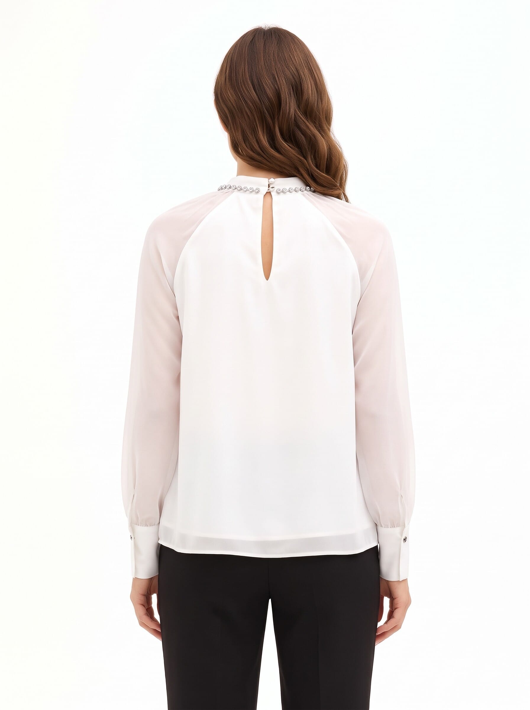 Blouse ample en mousseline avec des cristaux sur l'encolure « Rinascimento »