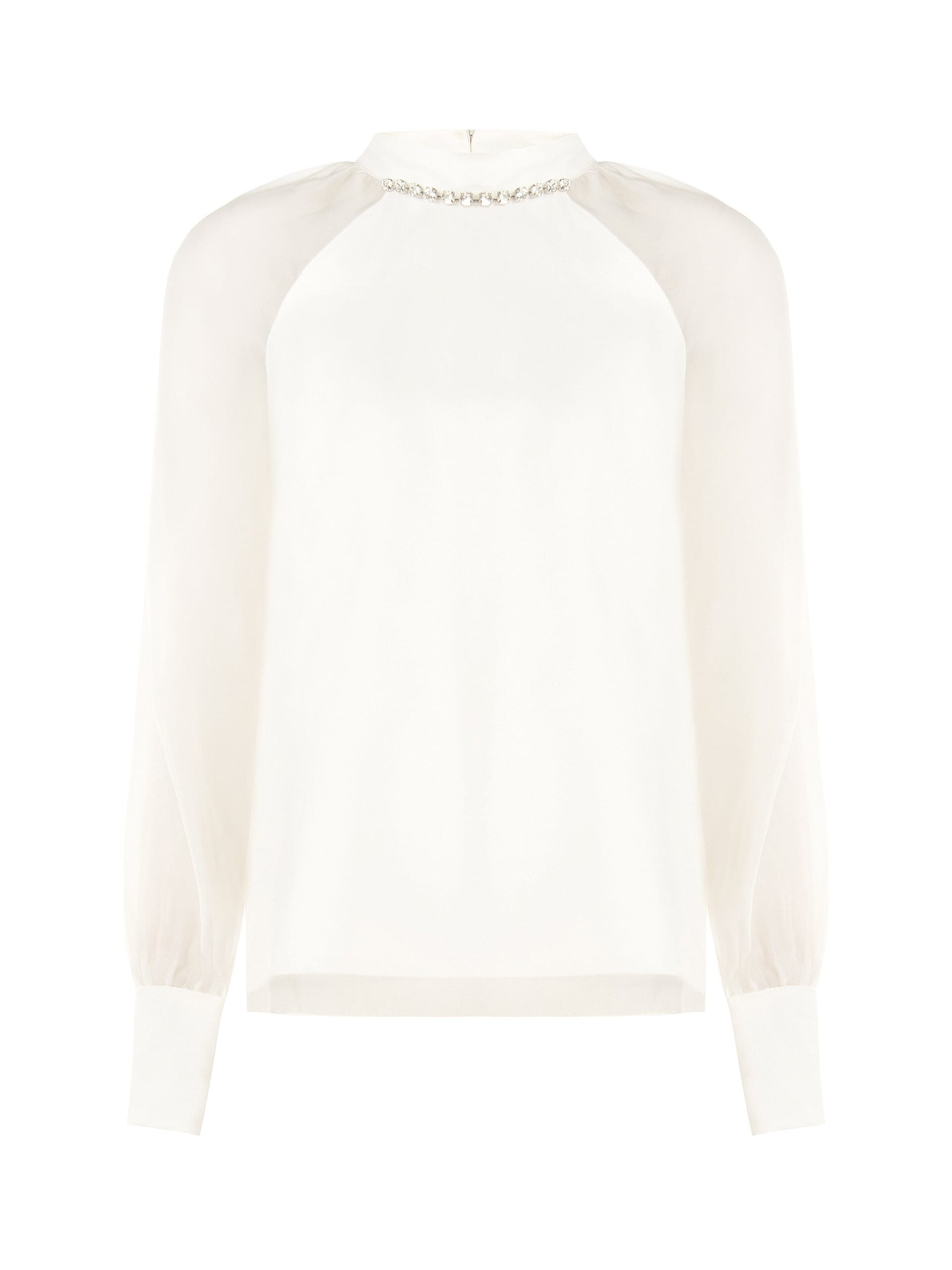 Blouse ample en mousseline avec des cristaux sur l'encolure « Rinascimento »