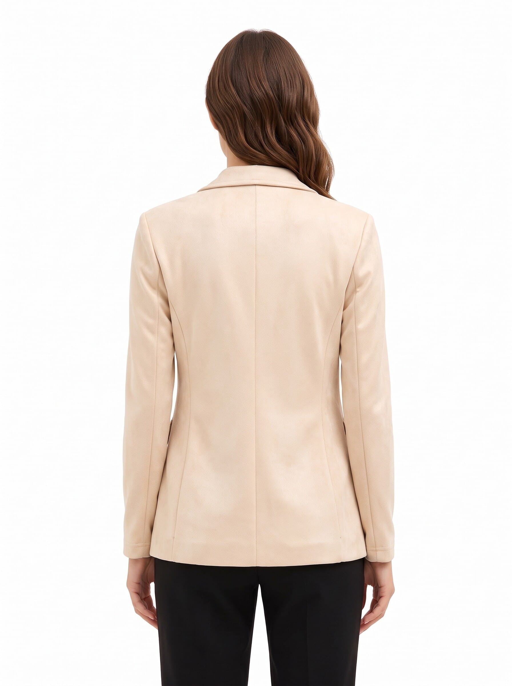 Faux Calfskin Blazer Jacket with Mother-of-Pearl-Effect Buttons by Rinascimento