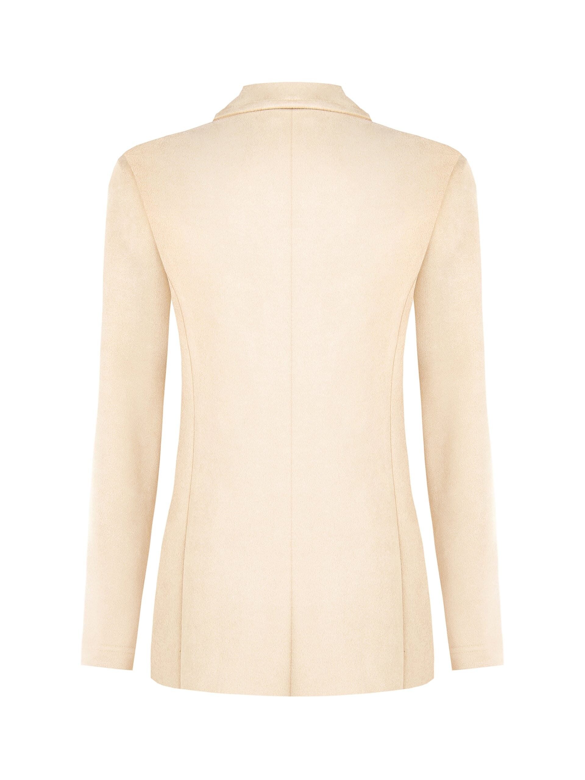 Faux Calfskin Blazer Jacket with Mother-of-Pearl-Effect Buttons by Rinascimento