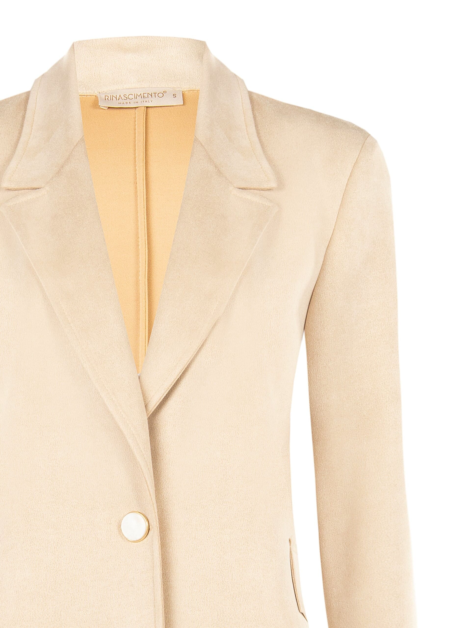 Faux Calfskin Blazer Jacket with Mother-of-Pearl-Effect Buttons by Rinascimento