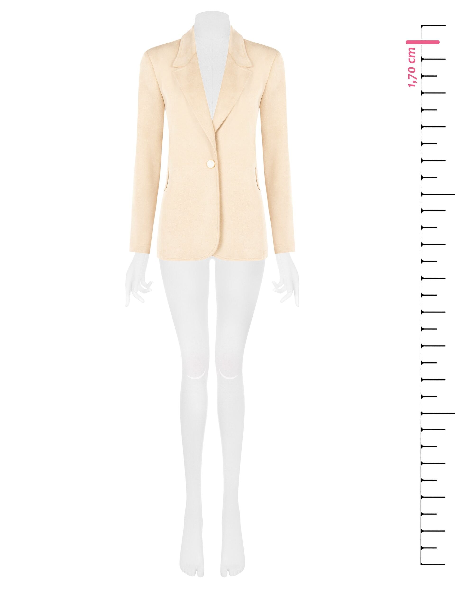 Faux Calfskin Blazer Jacket with Mother-of-Pearl-Effect Buttons by Rinascimento