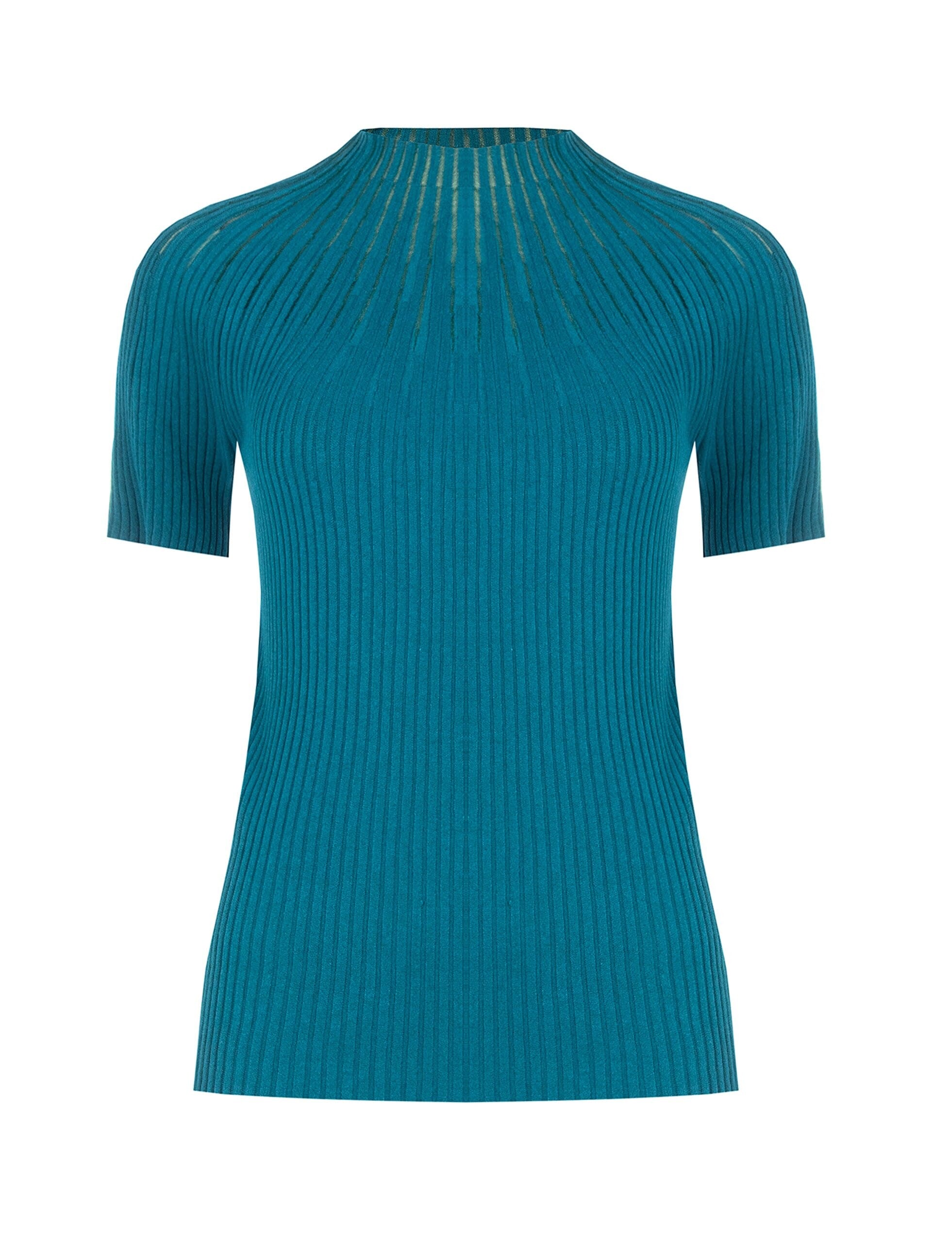 Rinascimento Fitted Ribbed Jumper with Tulle Stripes