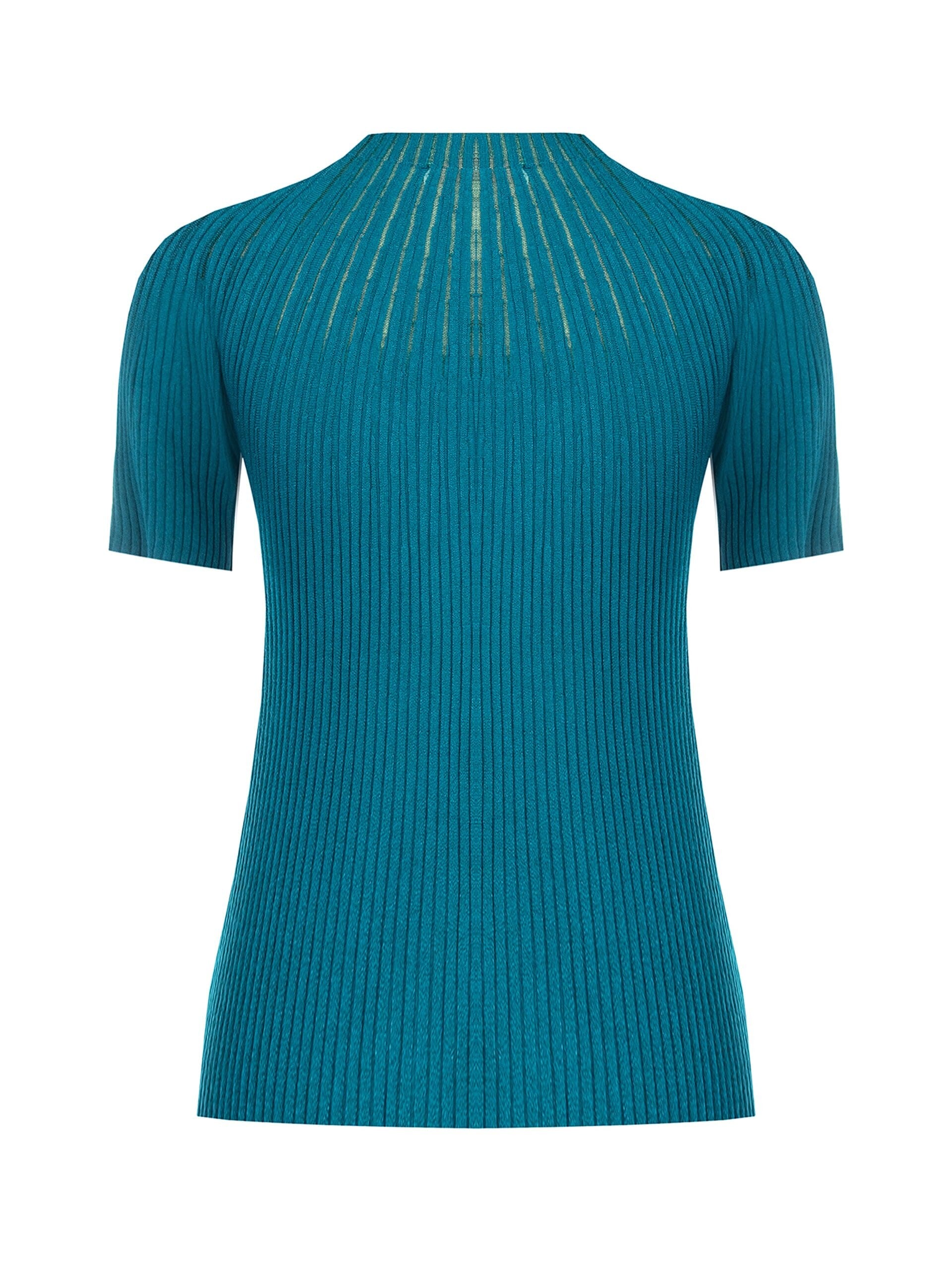 Rinascimento Fitted Ribbed Jumper with Tulle Stripes