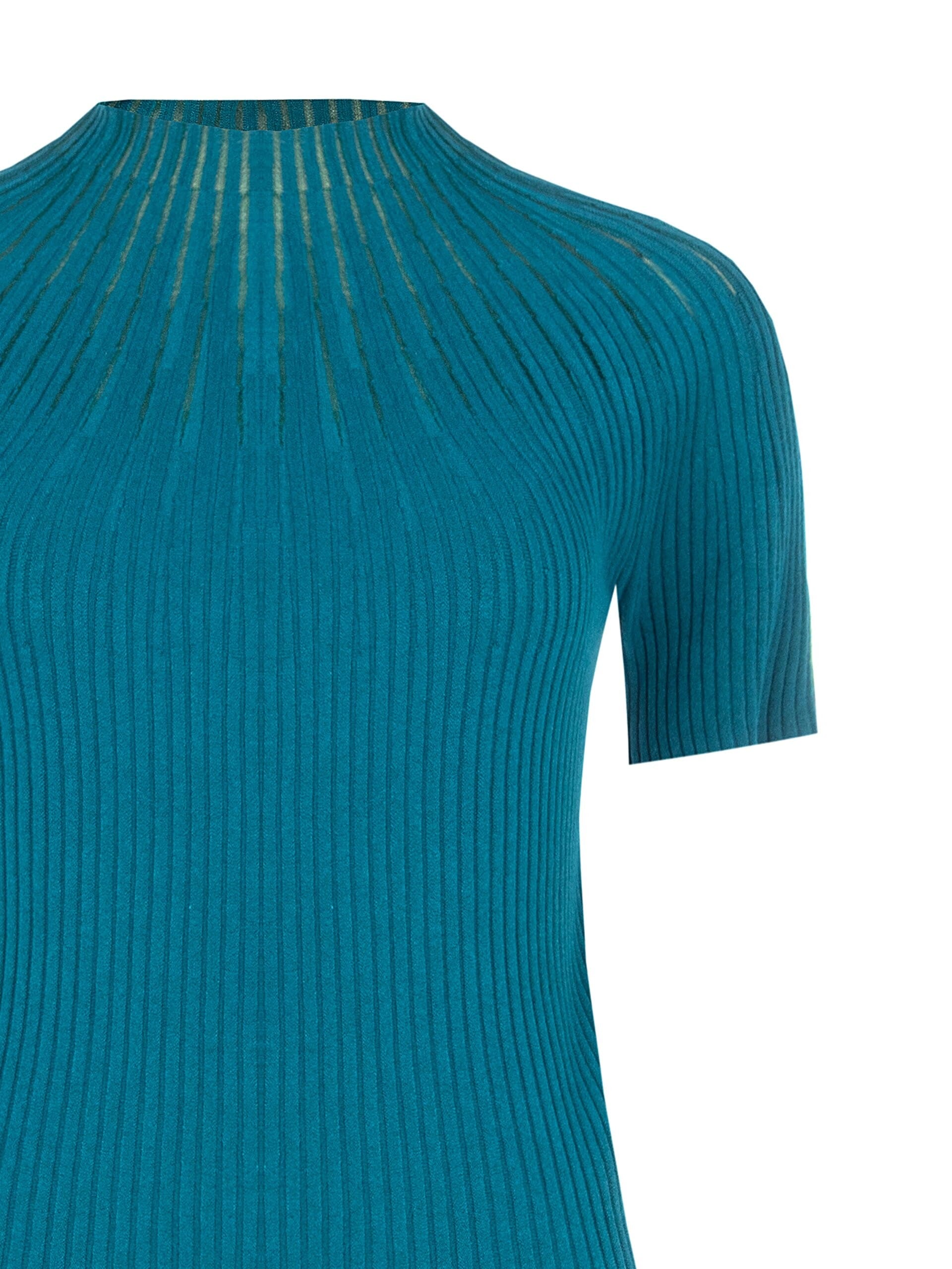 Rinascimento Fitted Ribbed Jumper with Tulle Stripes