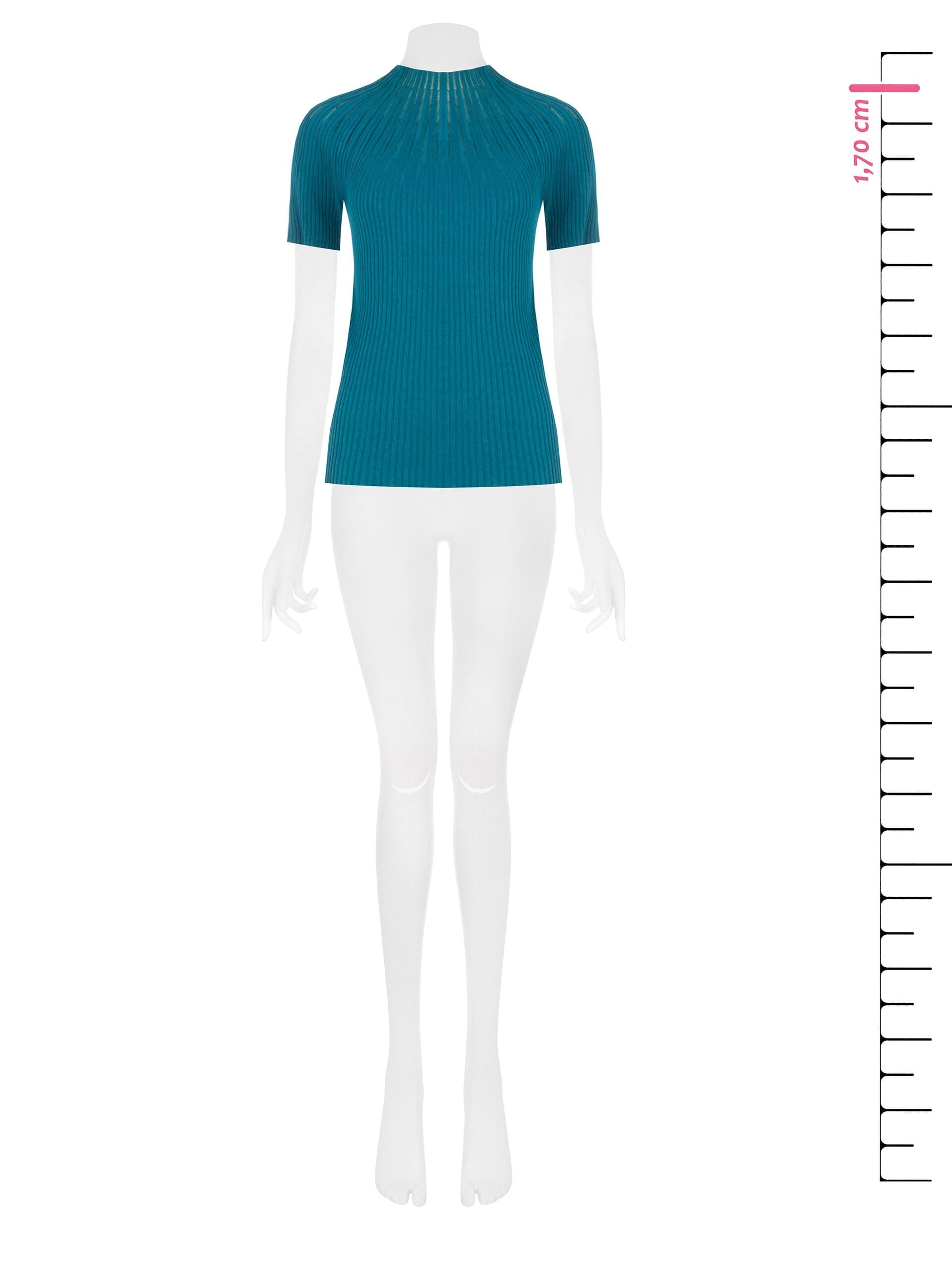 Rinascimento Fitted Ribbed Jumper with Tulle Stripes