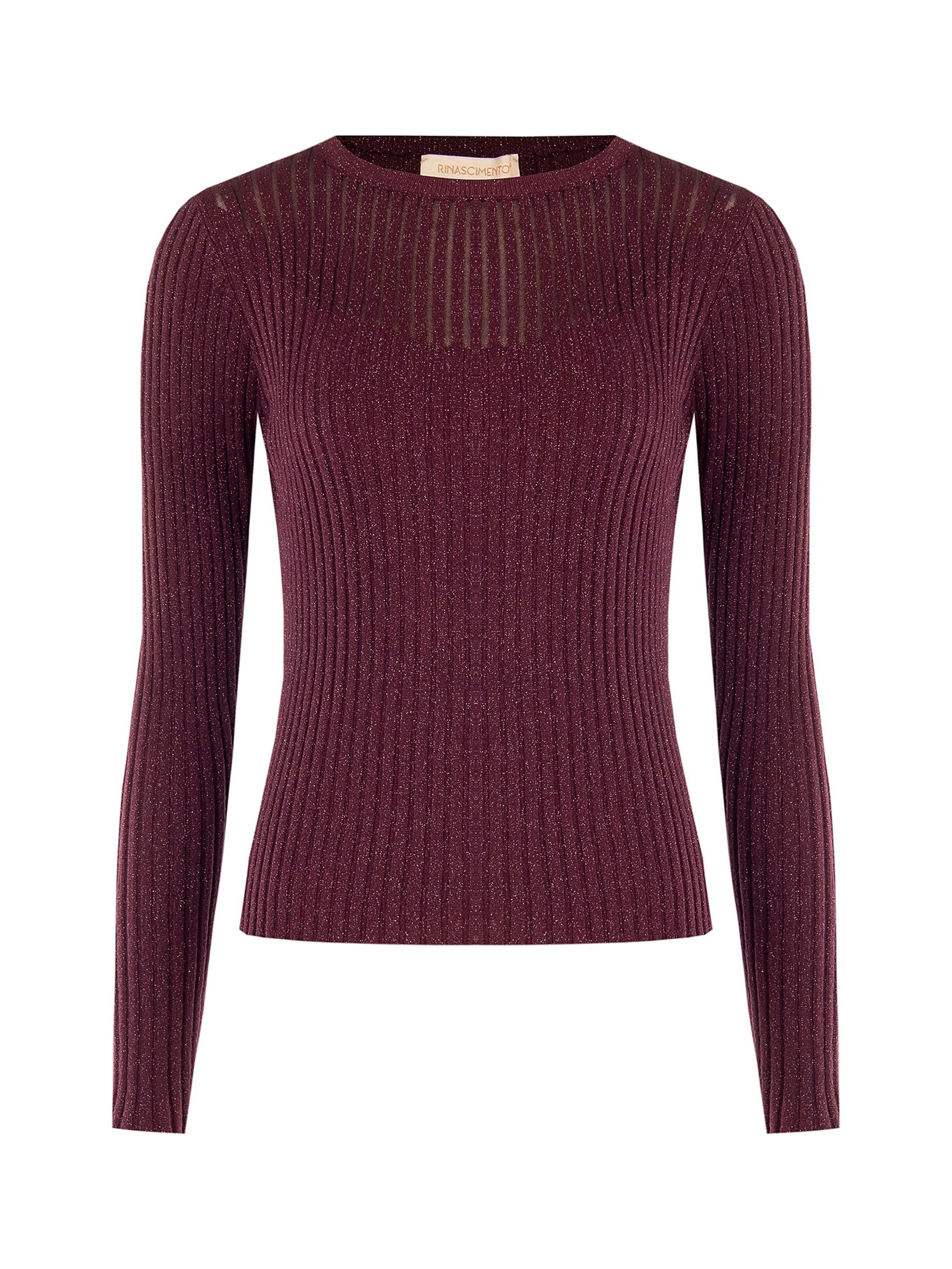 Rinascimento Fitted Sweater with Wide Ribbing and Lurex